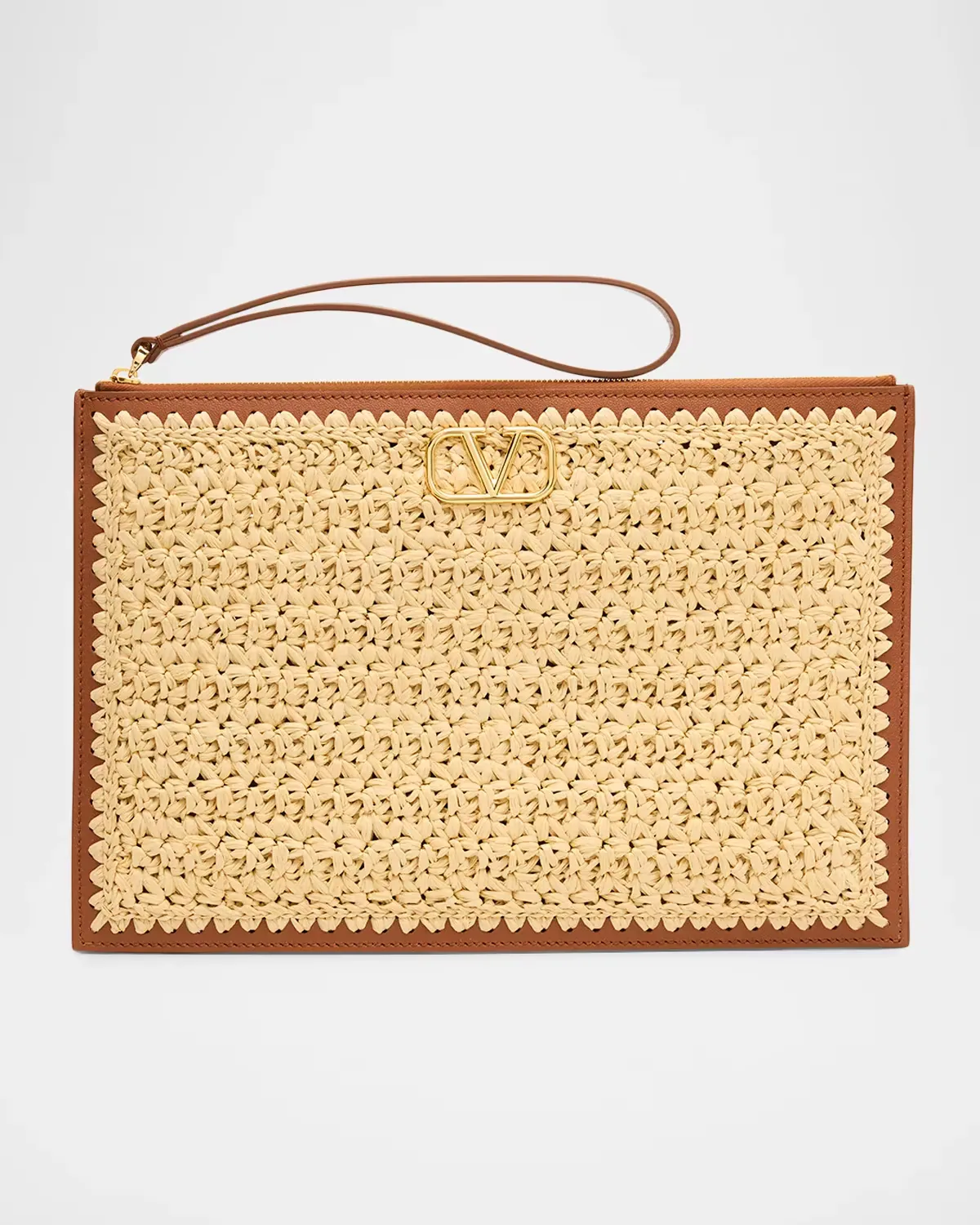 VLogo Raffia Pouch Bag by Valentino Garavani