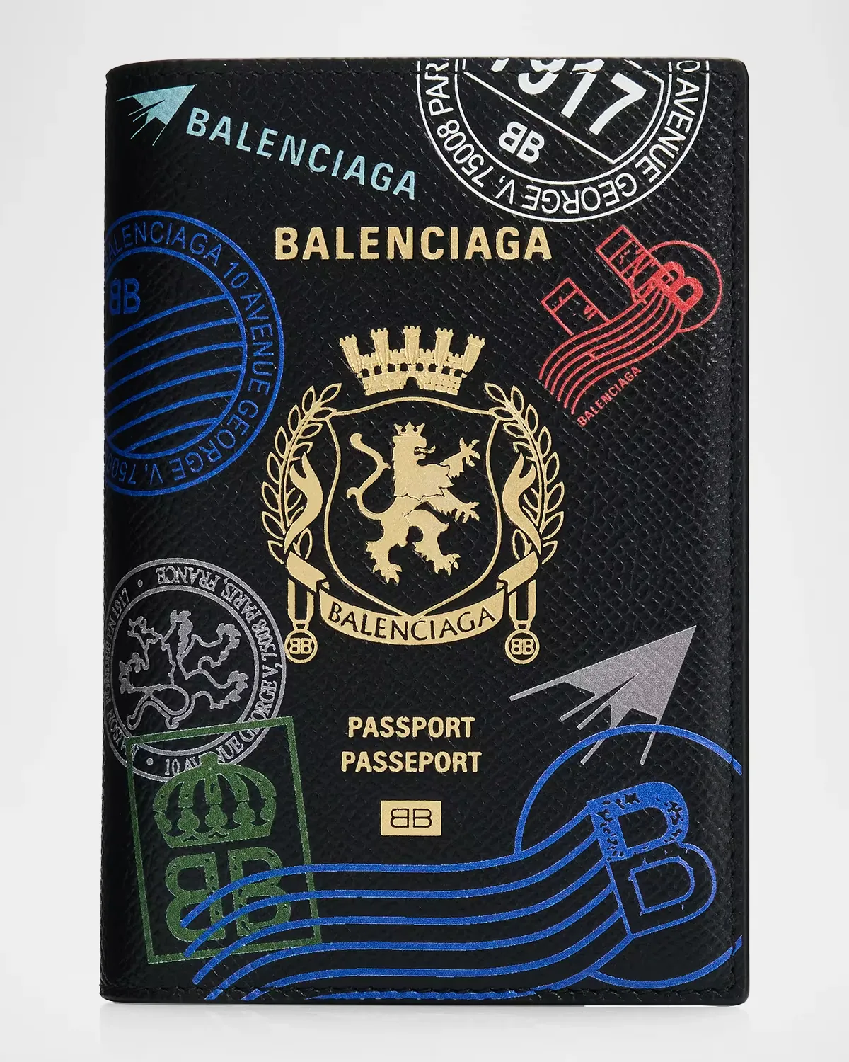 Stamp Leather Passport Holder by Balenciaga
