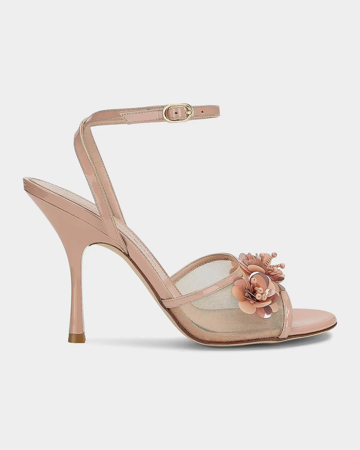 Roselle 100MM Patent Leather & Mesh Sandals by Stuart Weitzman