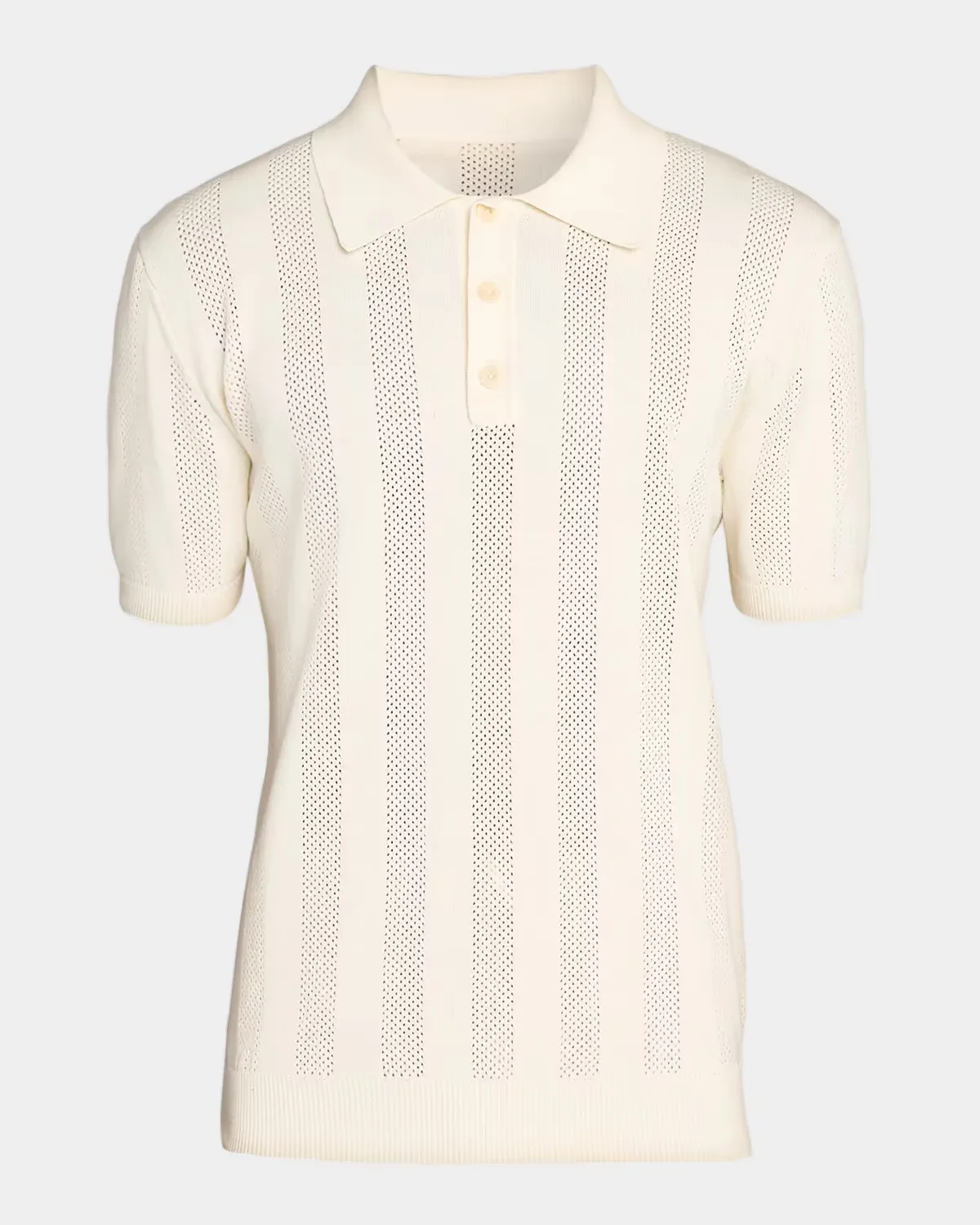 Vidal Cotton Pointelle Knit Polo Shirt by Frescobol Carioca