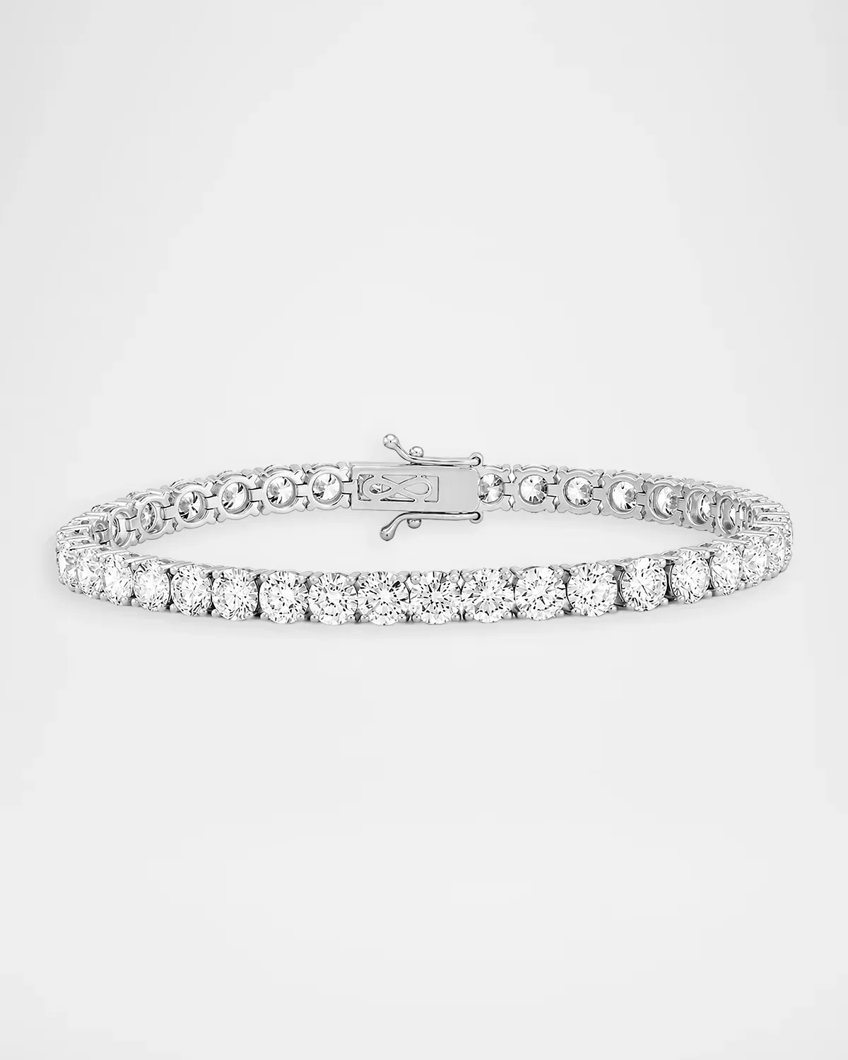 Lab-Grown Diamond 18K White Gold Prong-Set Tennis Bracelet, 15.0tcw