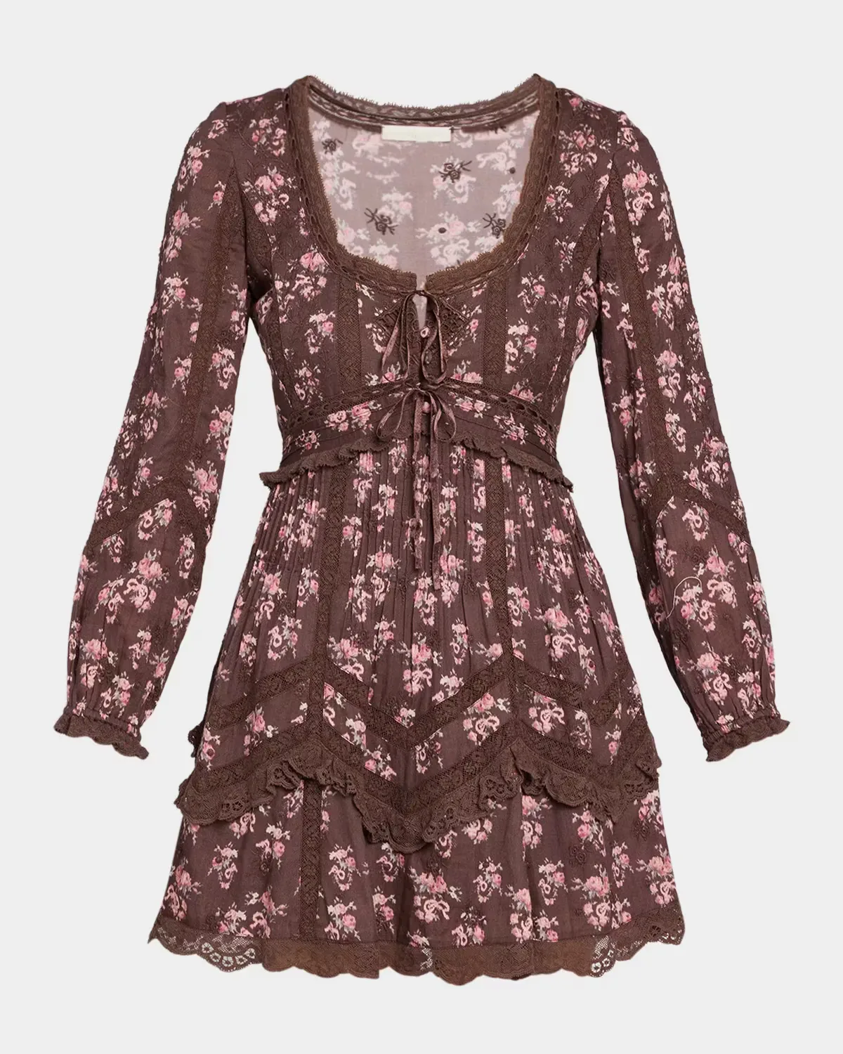 Lysanthe Floral Cotton Lace-Trim Mini Dress by LoveShackFancy