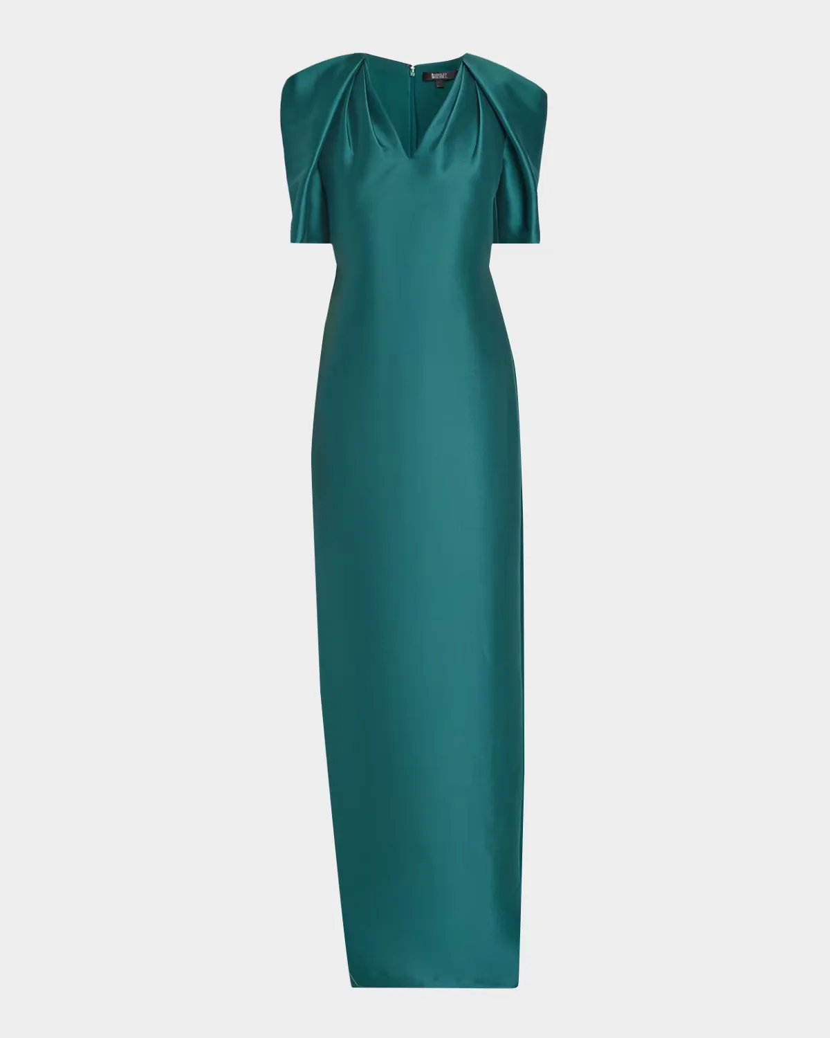 Cape-Sleeve Mikado Column Gown by Badgley Mischka