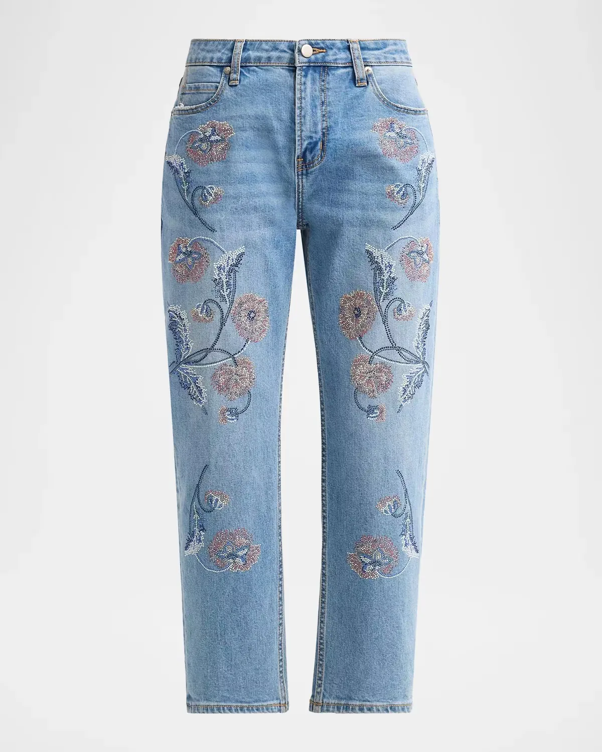 Montecito Embellished Straight-Leg Boyfriend Crop Jeans by Libertine
