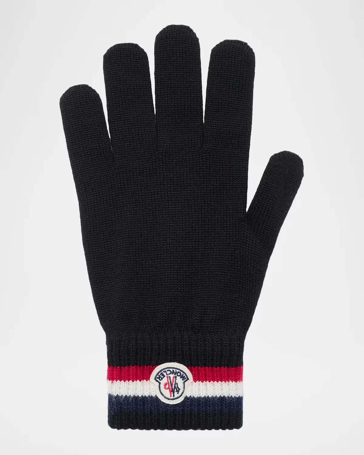 Wool Knit Tricolor Stripe Gloves by Moncler