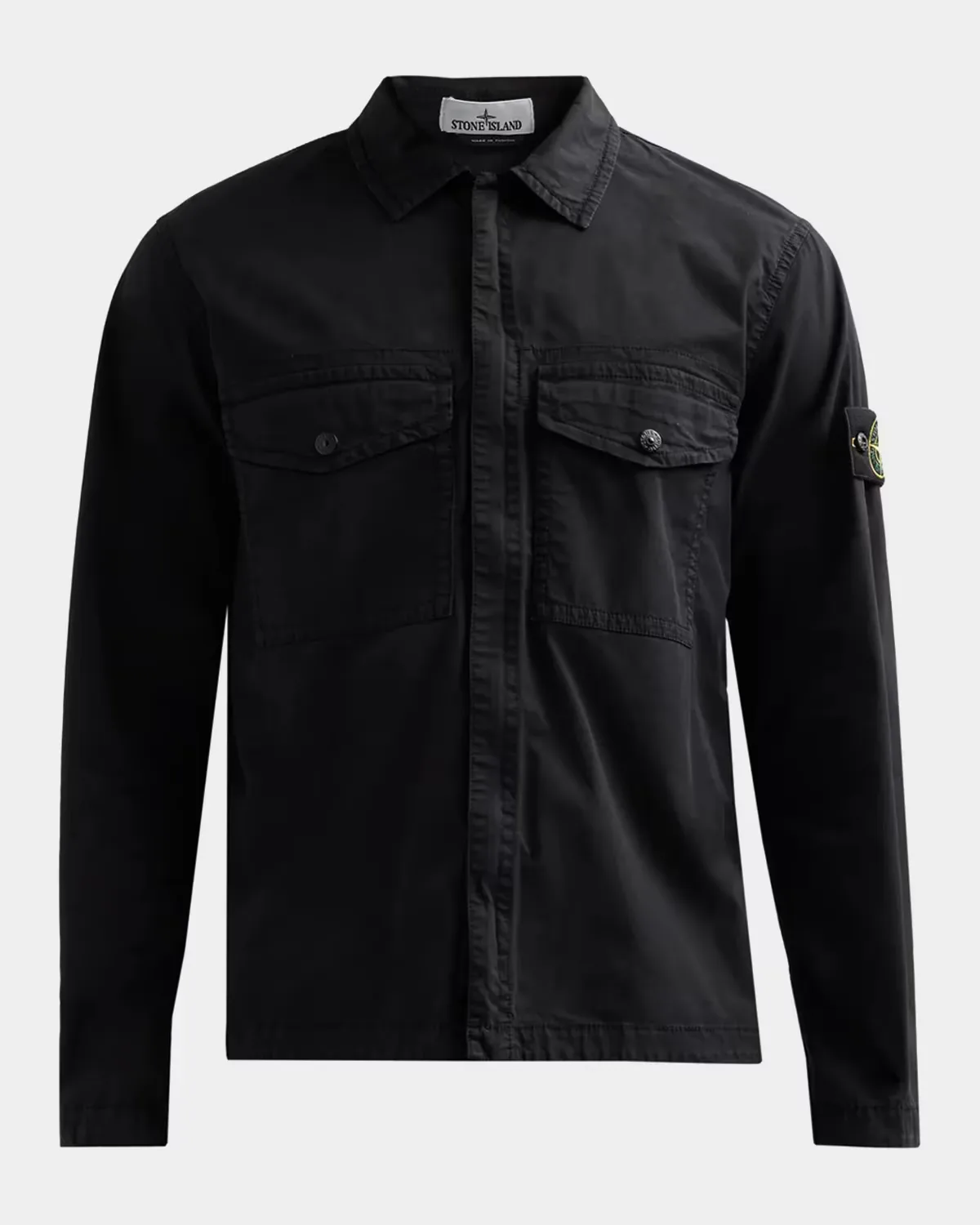 Cotton-Stretch Concealed Button-Down Shirt by Stone Island