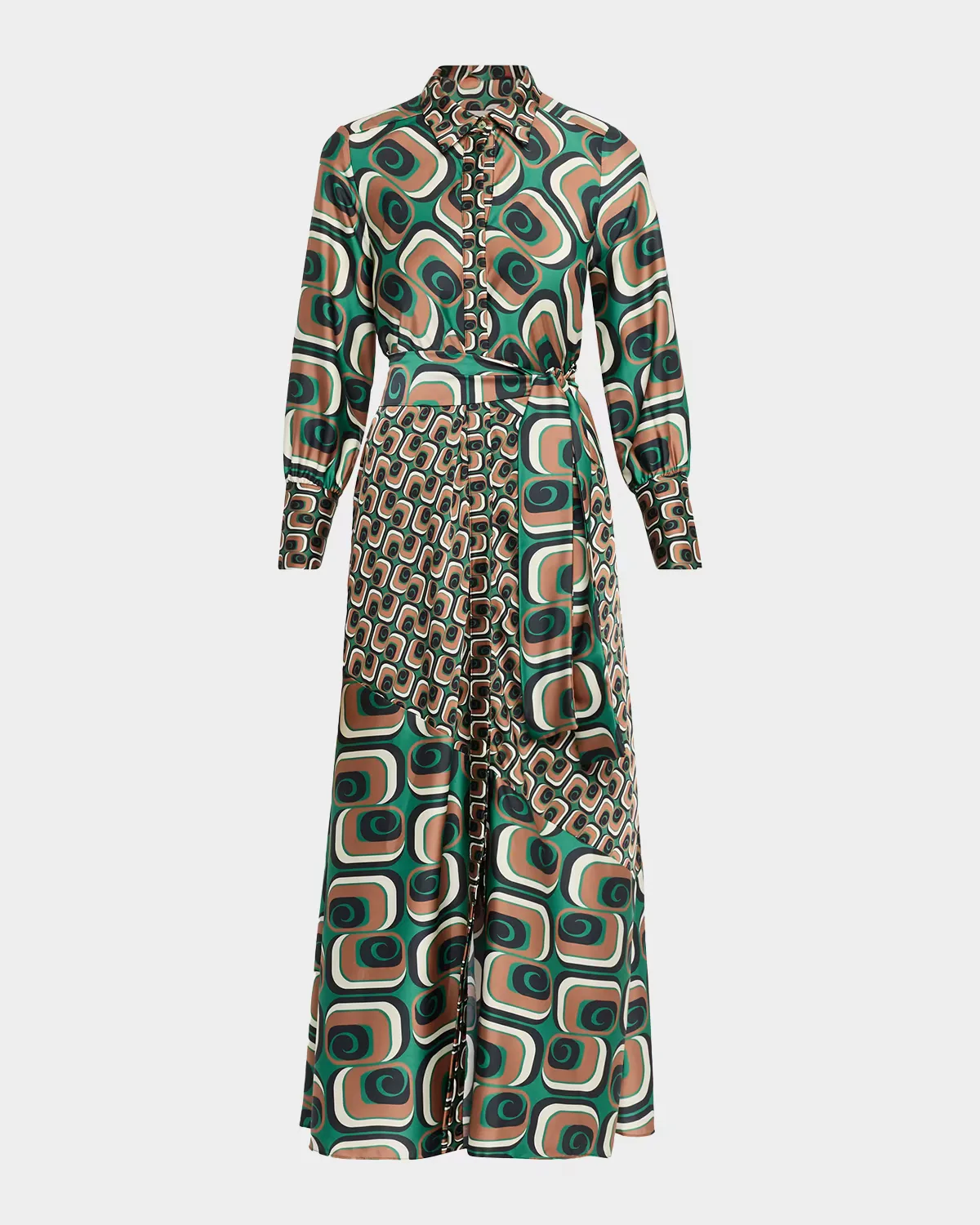 Stevie Belted Satin Midi Shirtdress by Misa