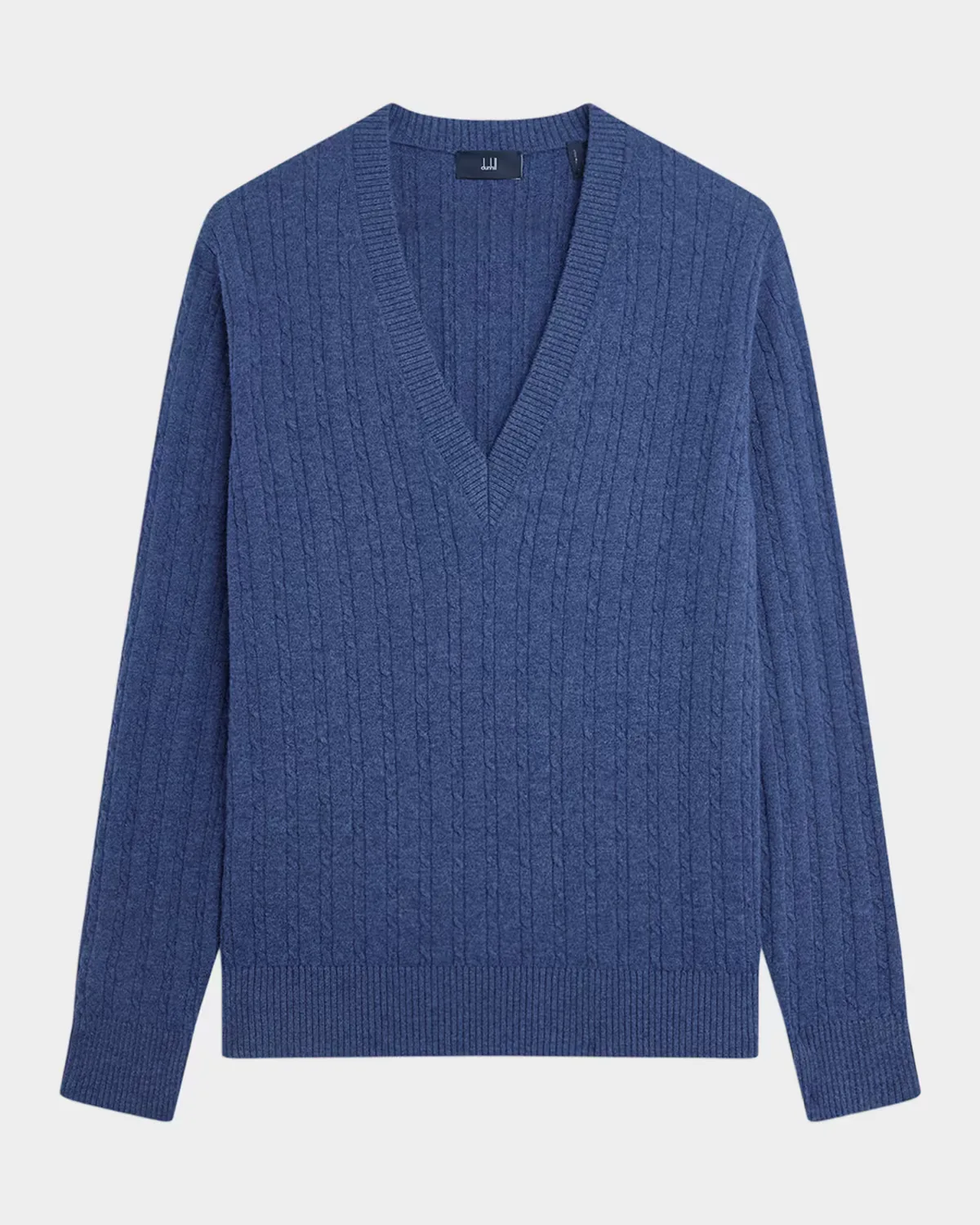 14GG Cashmere Cable V-Neck Sweater - DENIM by dunhill