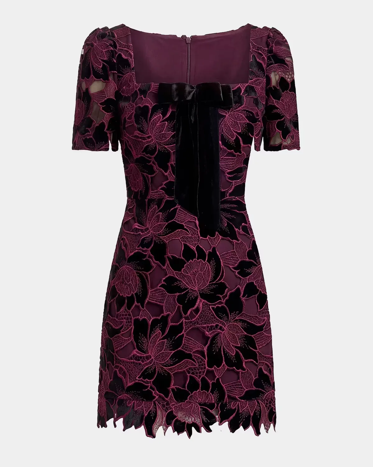 Clarke Bow-Front Velvet Lace Mini Dress by Dress the Population