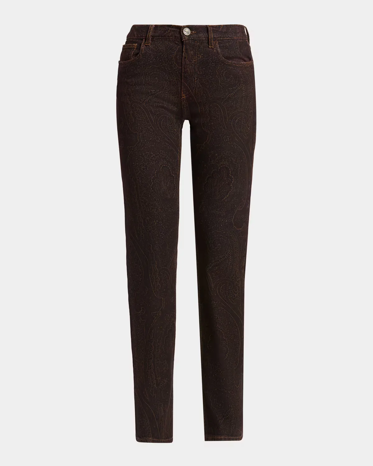 Paisley-Print Denim Straight-Leg Jeans by ETRO