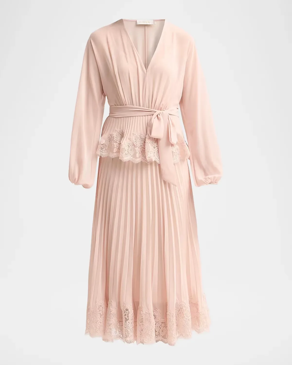 Pleated Lace Midi Dress by Zimmermann