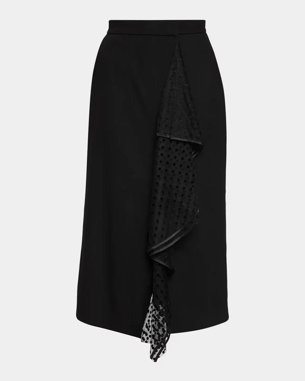 Swiss Dot Ruffle Wool Grain De Poudre Midi Wrap Skirt by Erdem