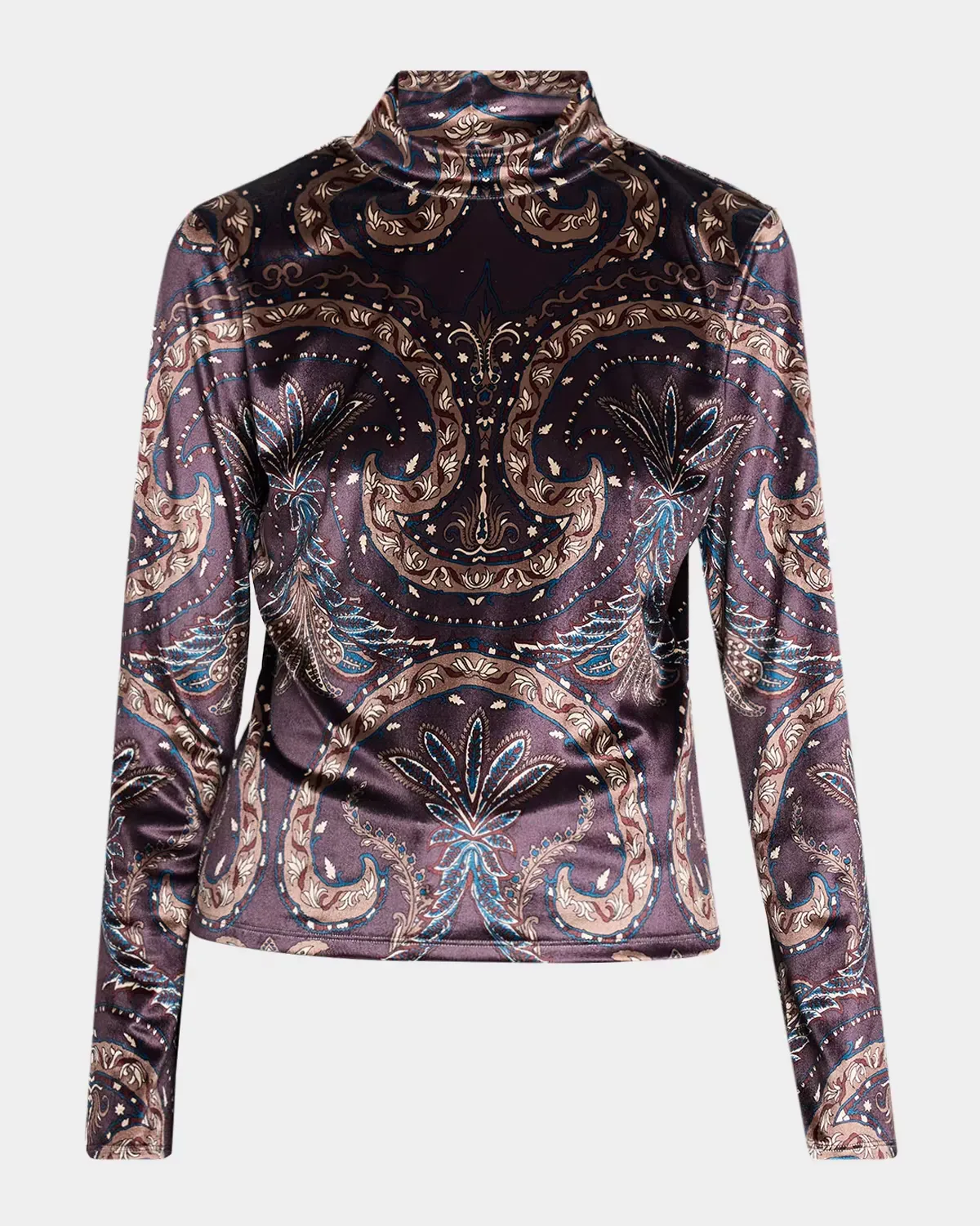 Nate Paisley Velvet Mock-Neck Top by Veronica Beard