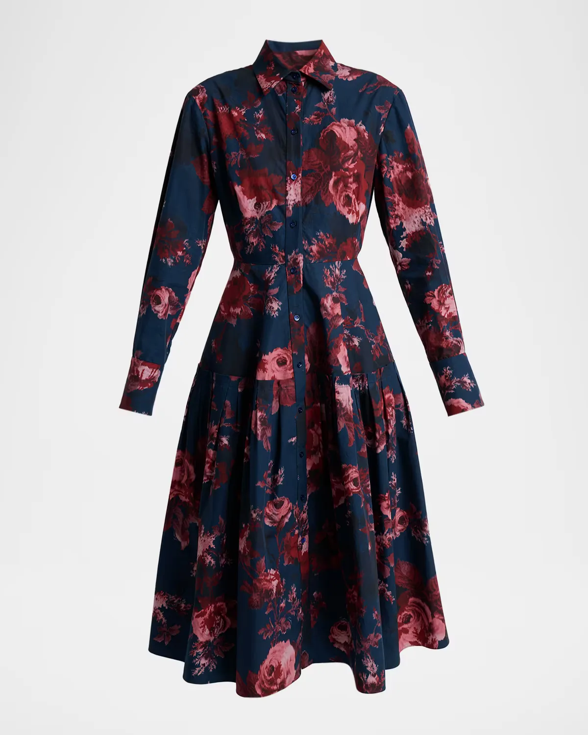 Floral Cotton Midi Shirtdress by Erdem