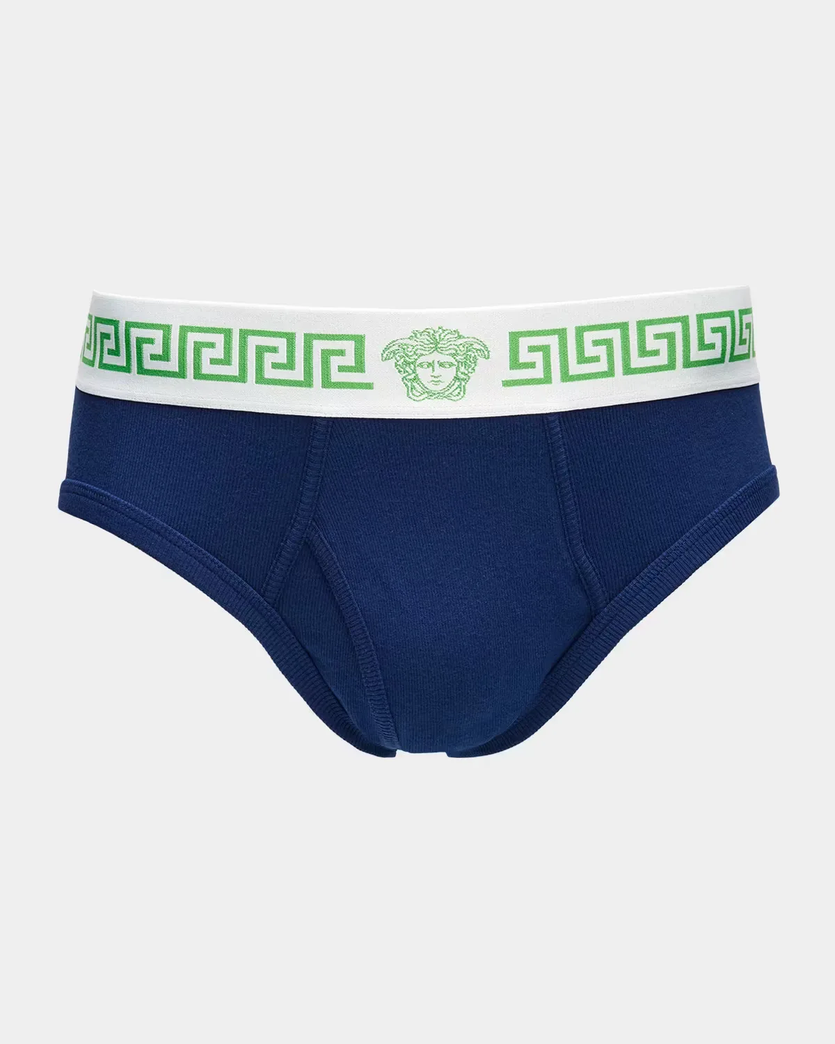 Medusa La Greca Cotton-Rib Briefs by Versace