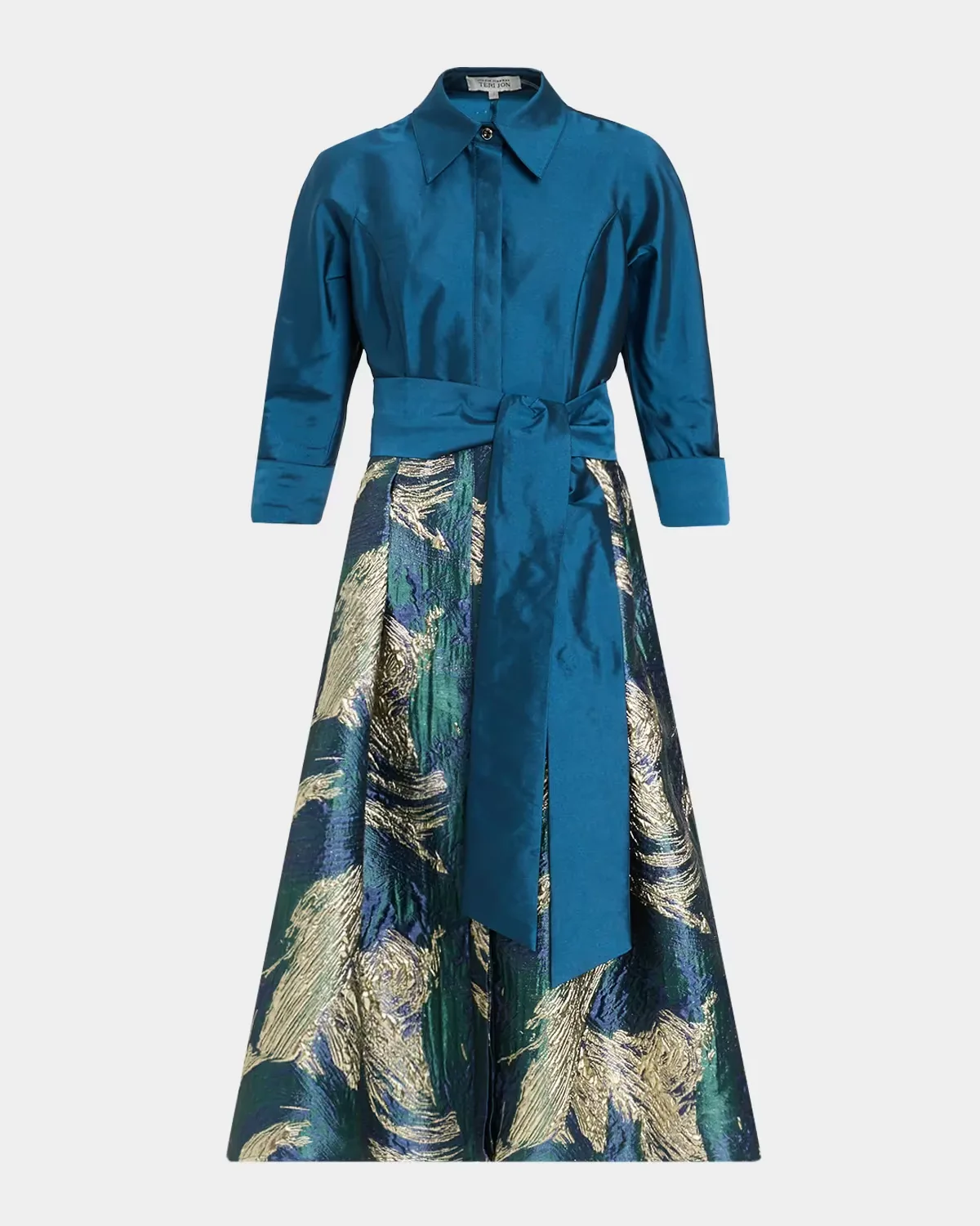 Jacquard Taffeta Midi Shirtdress by Teri Jon