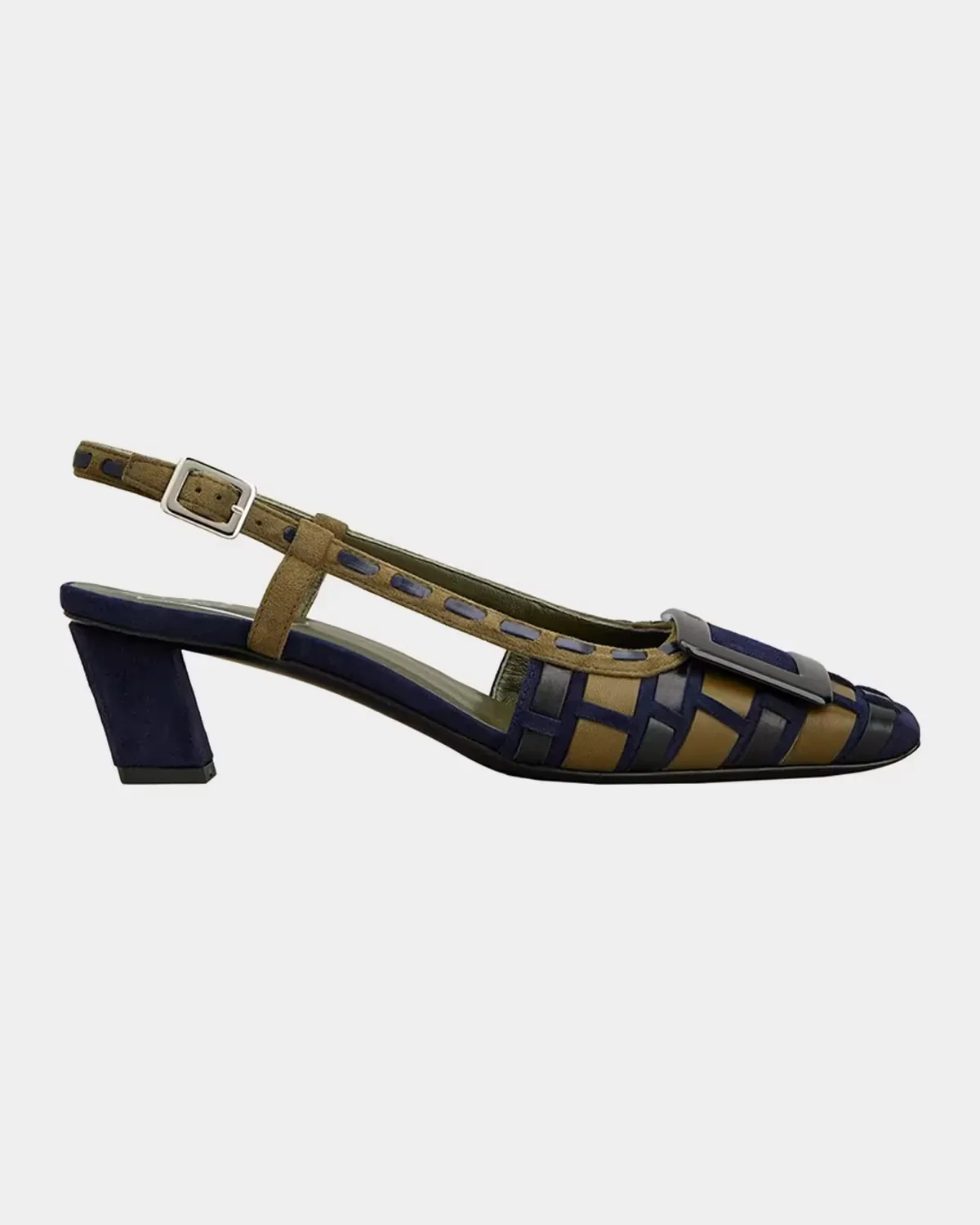 45mm Belle Vivier Infilature Woven Leather Slingback Pumps by Roger Vivier