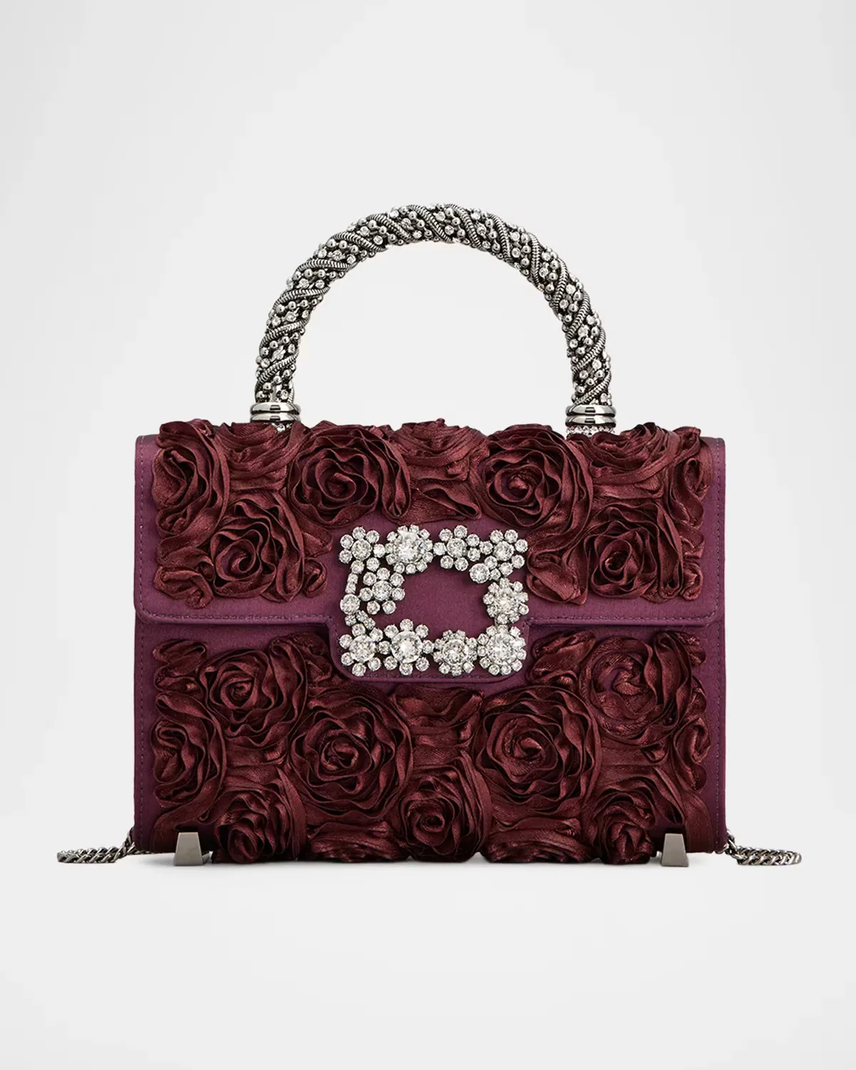 Efflorescence Mini Floral Satin Top-Handle Bag by Roger Vivier