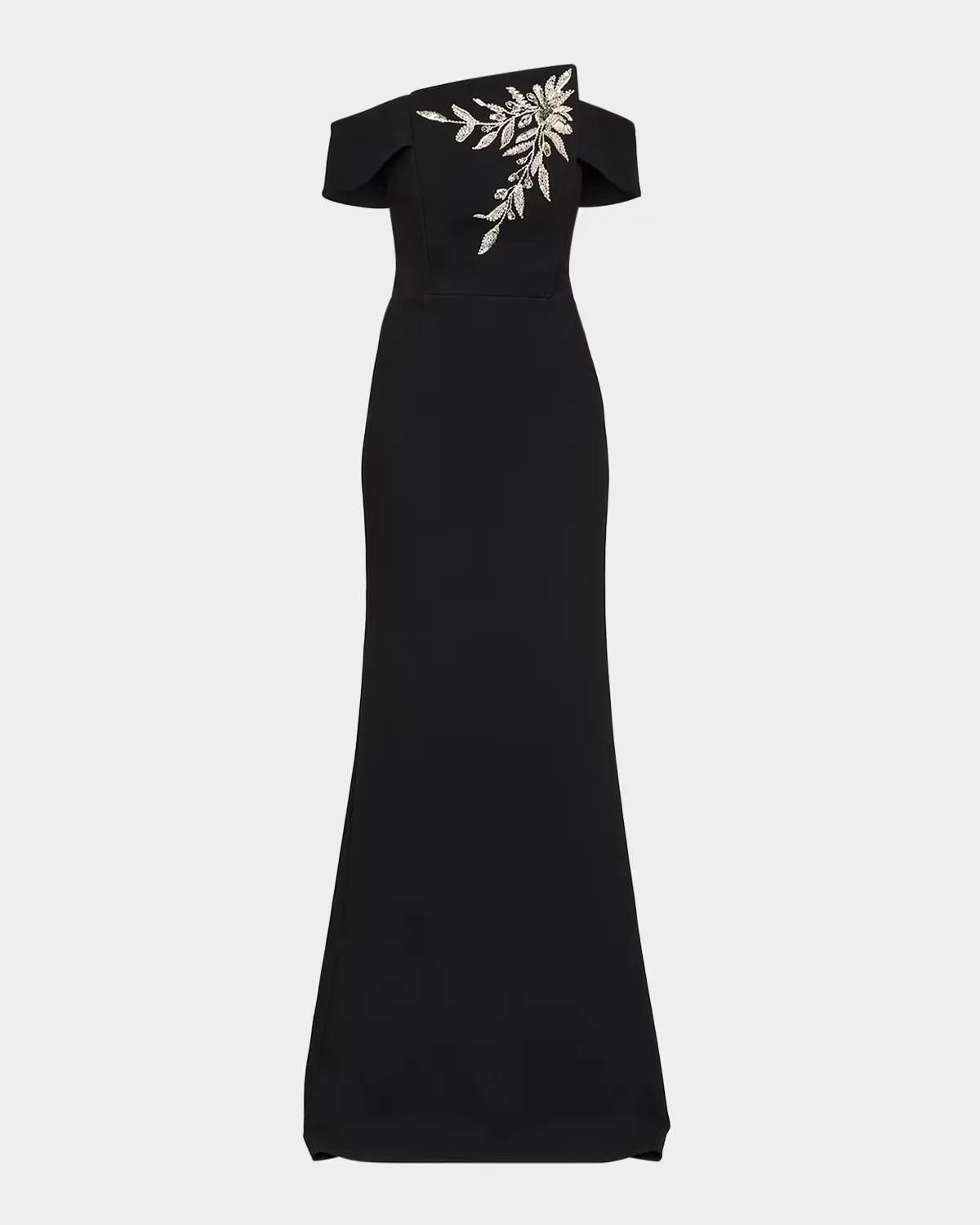 Embellished Botanical Off-the-Shoulder Gown by Teri Jon