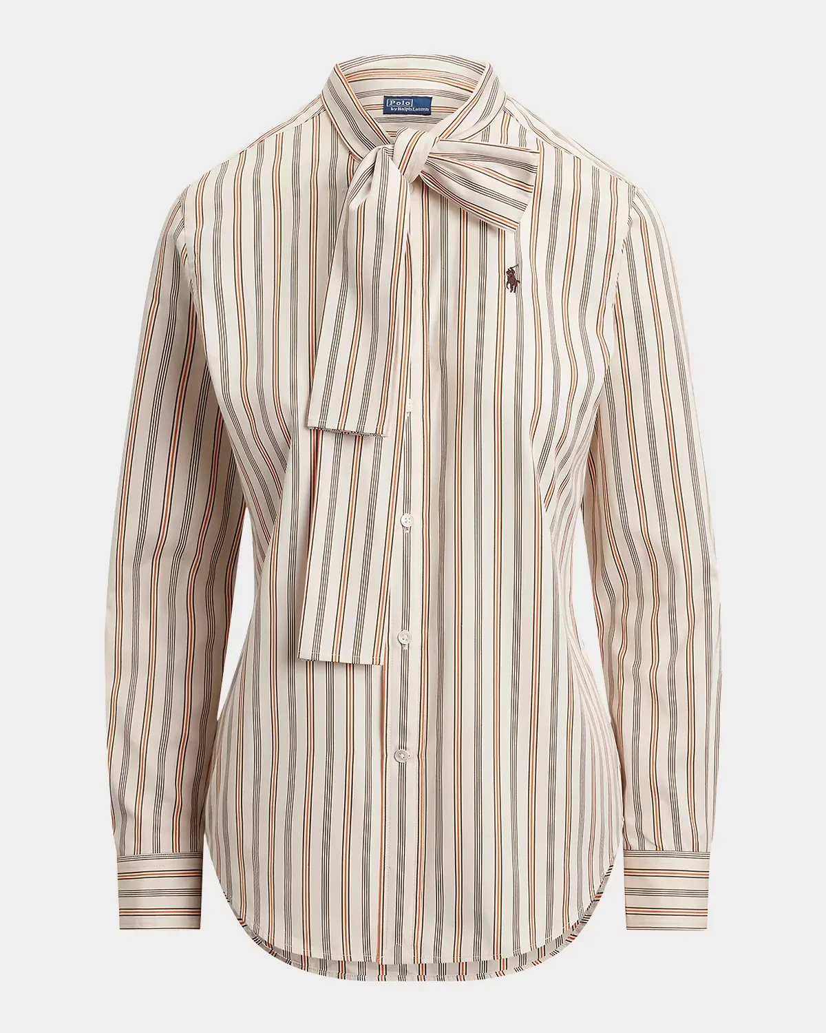 Slim Fit Striped Cotton Tie-Neck Shirt by Polo Ralph Lauren