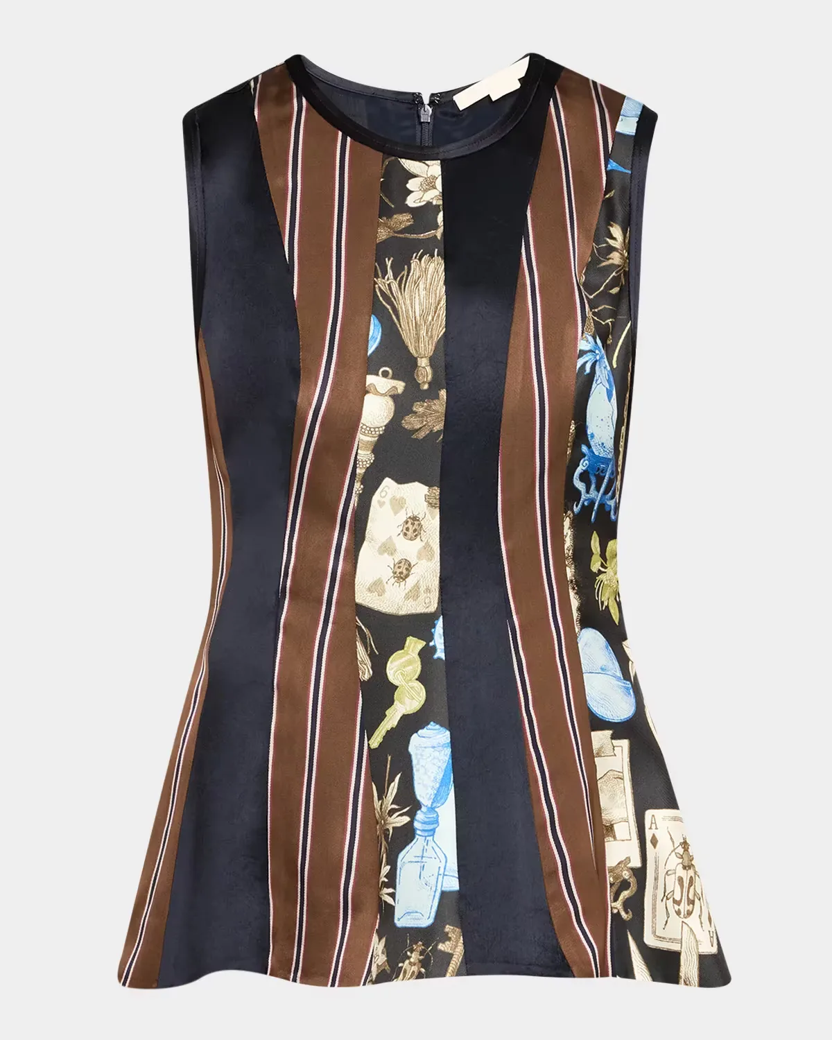 Mixed-Media Paneled Sleeveless Peplum Top by Jason Wu