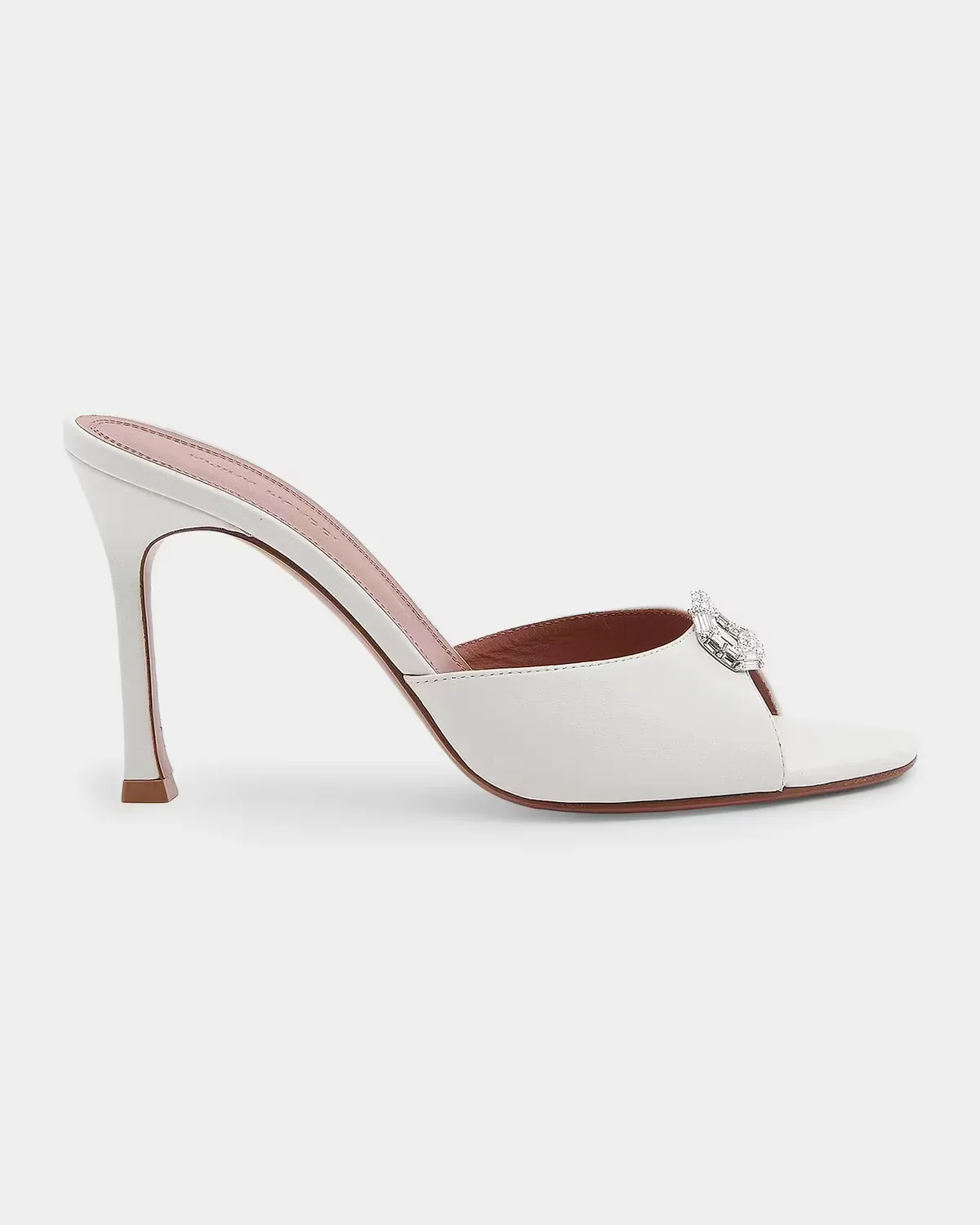 Mini Camelia 95MM Crystal-Embellished Leather Mules by Amina Muaddi