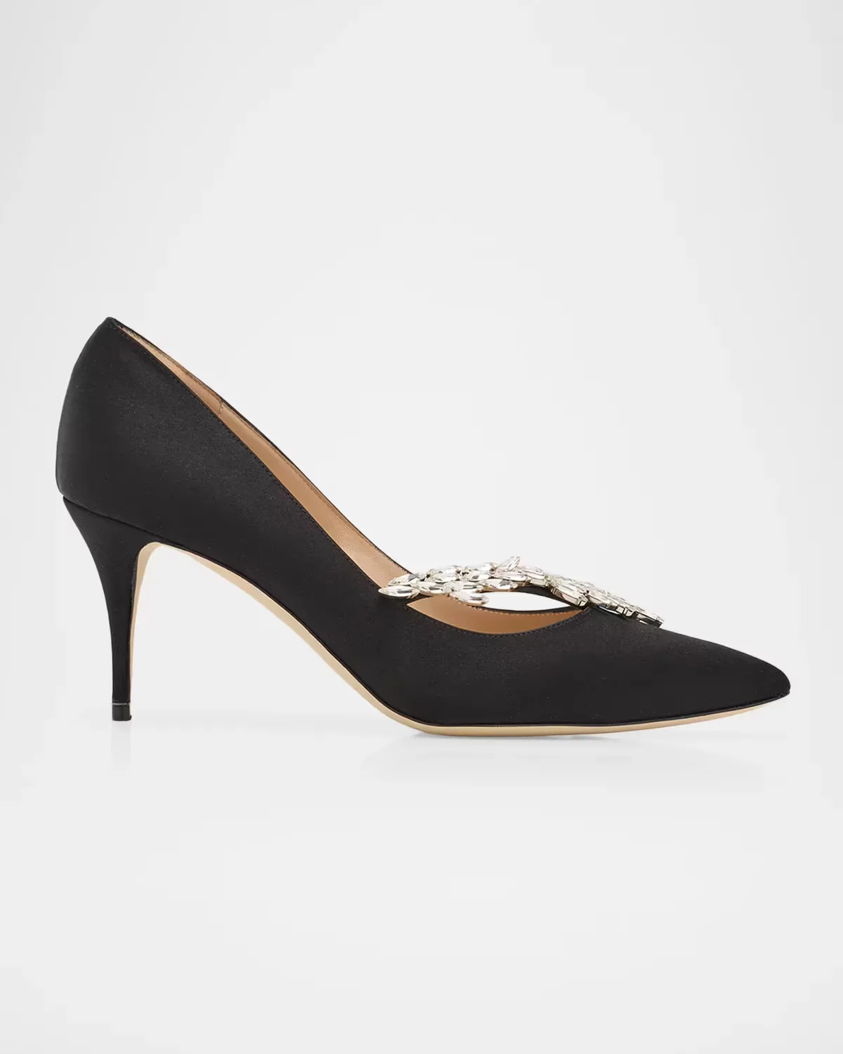 Nadira Jeweled Satin 70mm Pumps by Manolo Blahnik