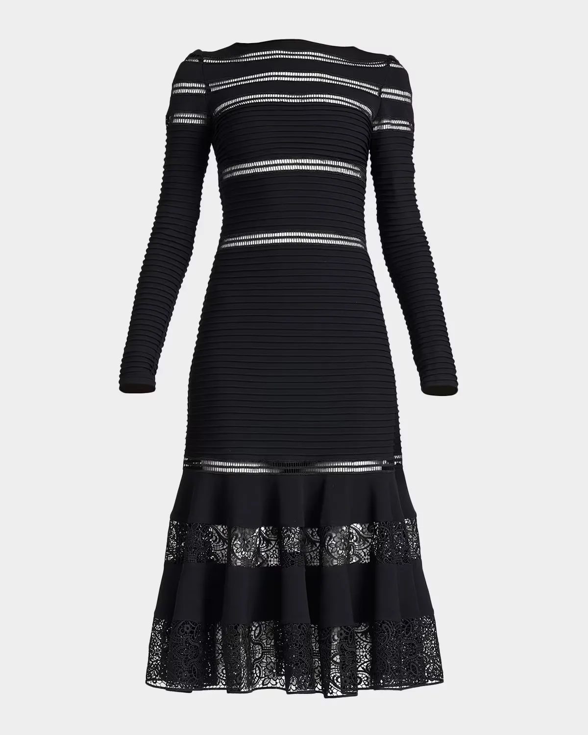 Ribbed Lace-Inset Midi Dress by Tadashi