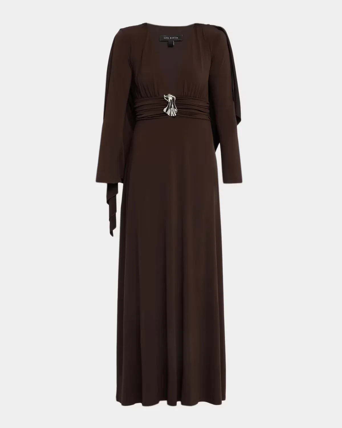 Aura Plunging Cape Jersey Maxi Dress by Kate Barton