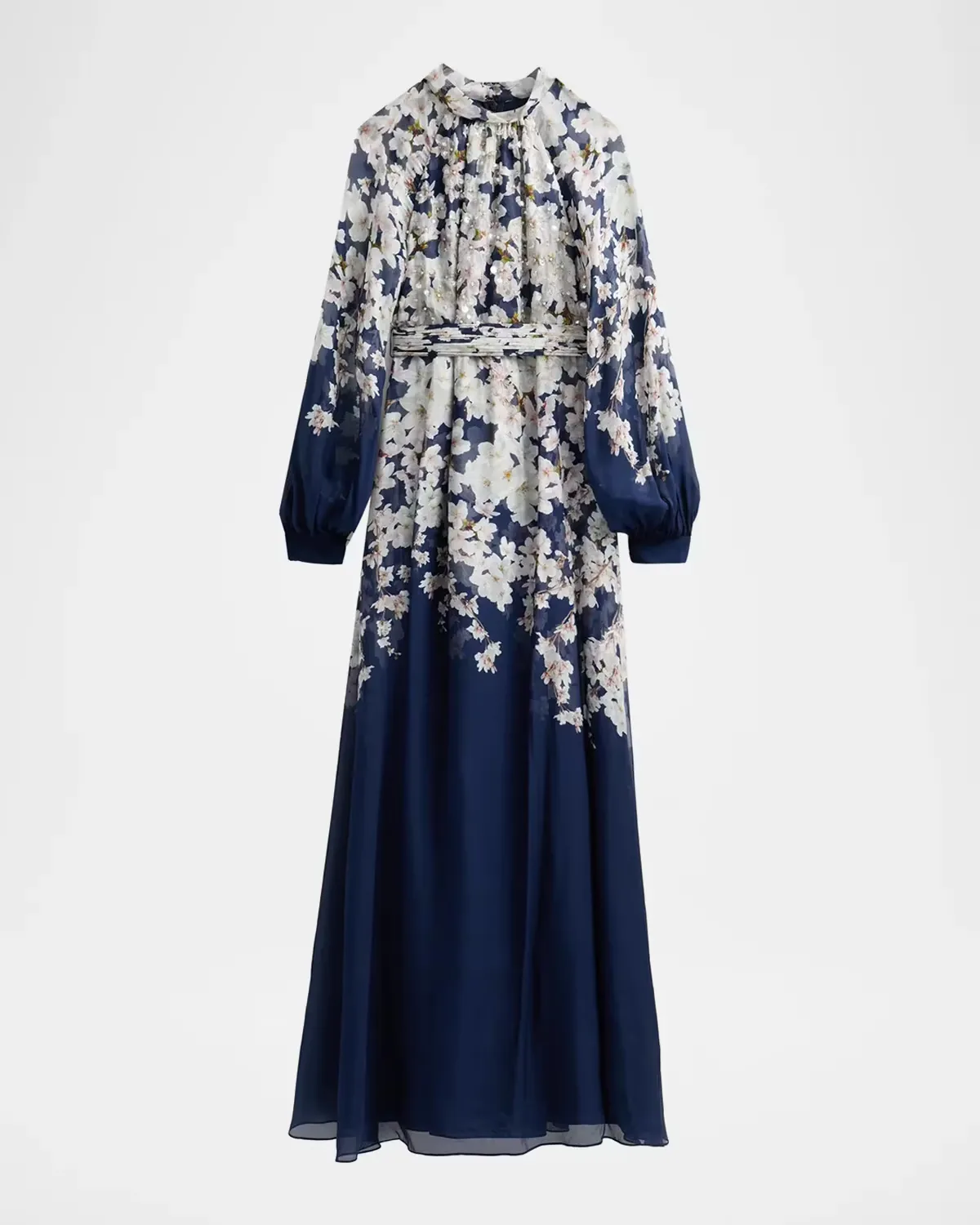 Valeria Floral Print Embellished Gown