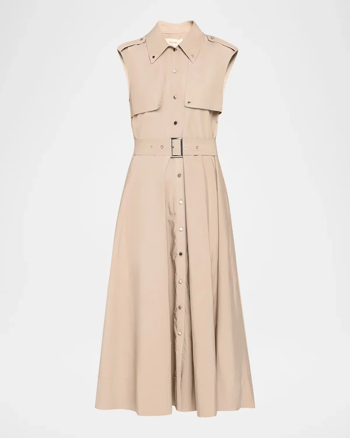 Gail Sleeveless Belted Midi Trench Dress