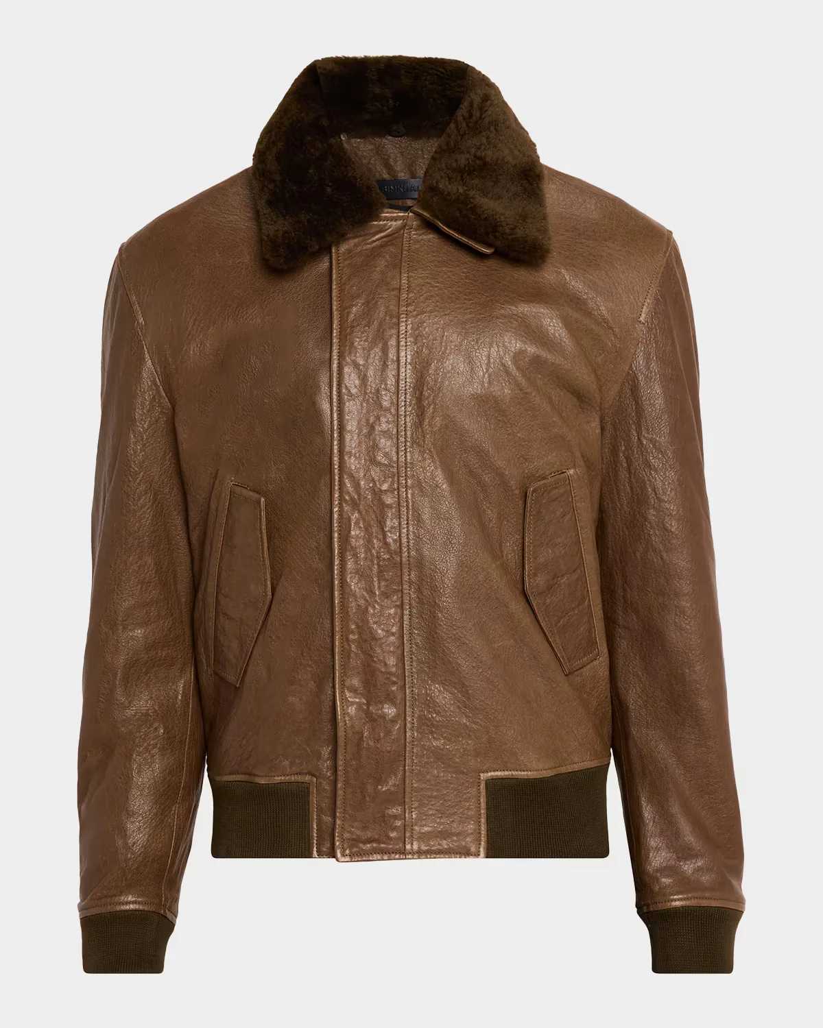 Anderson Shearling-Collar Leather Jacket by SIMKHAI