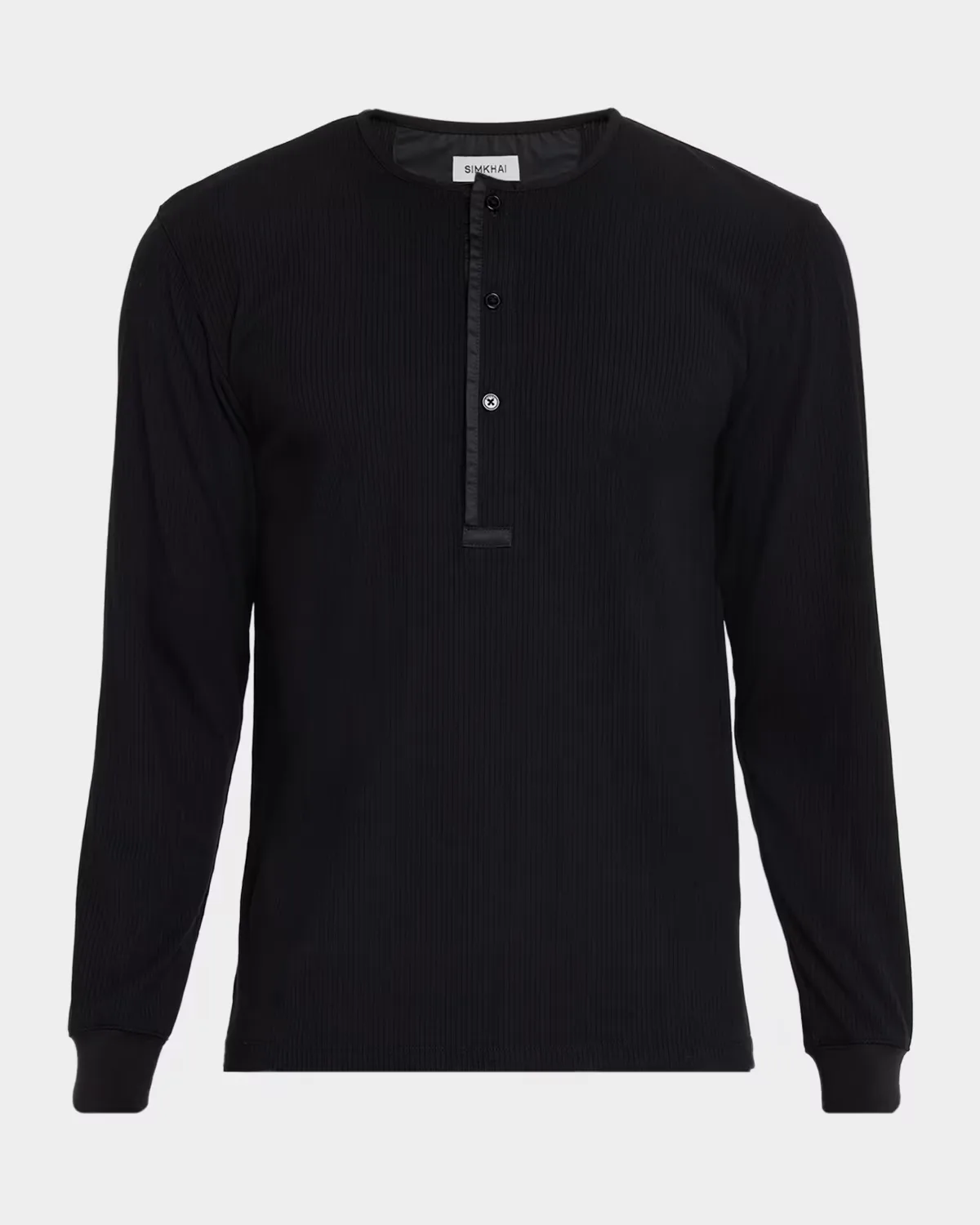 Jay Ribbed Long-Sleeve Henley T-Shirt by SIMKHAI