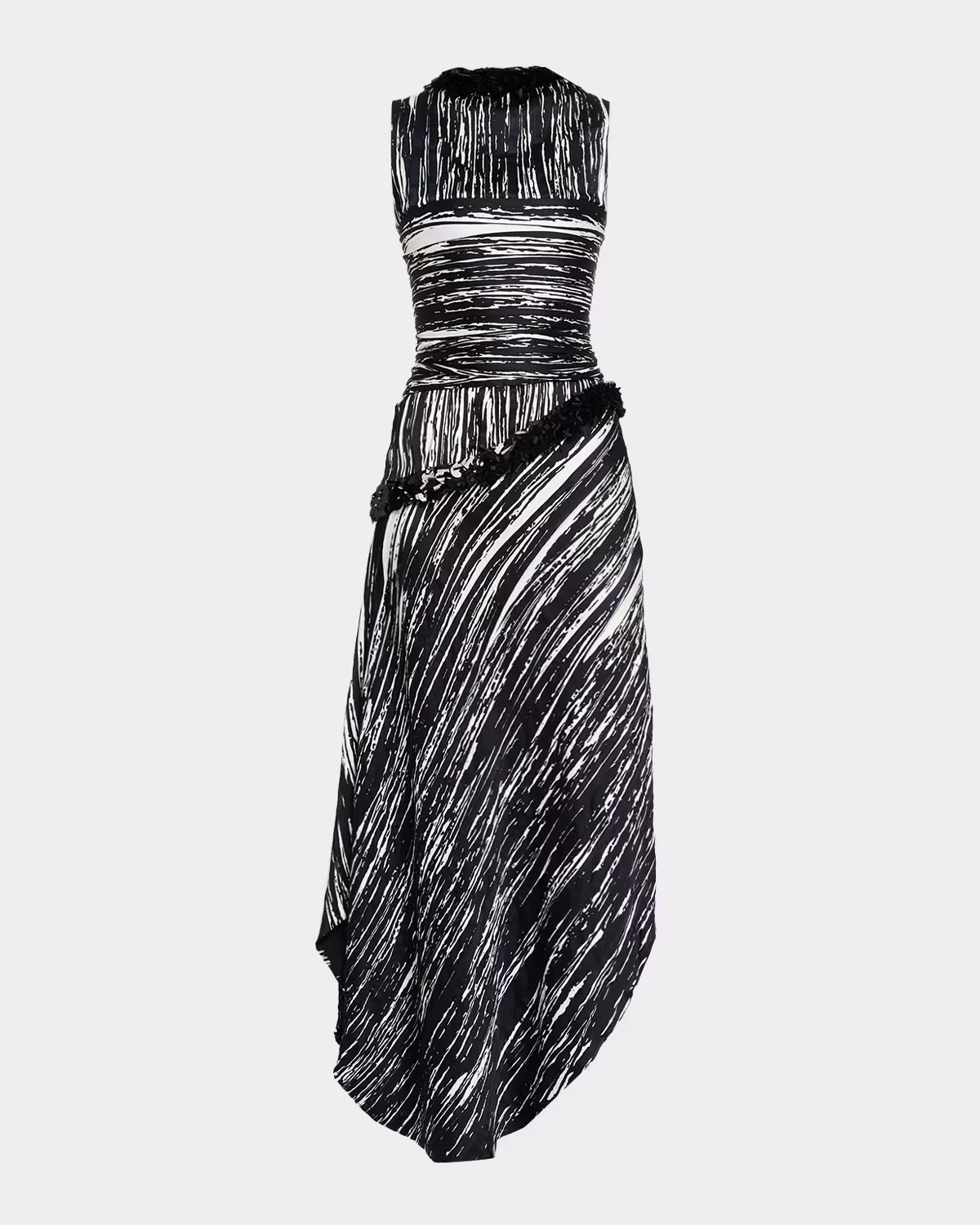 Fiora Sequin-Trim Asymmetric Maxi Dress by Brandon Maxwell