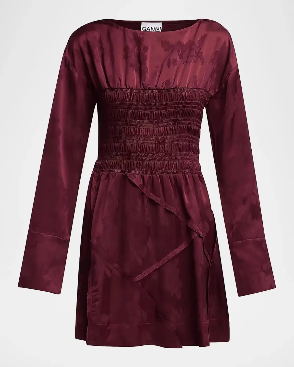 Fluid Satin Jacquard Patchwork Mini Dress by GANNI