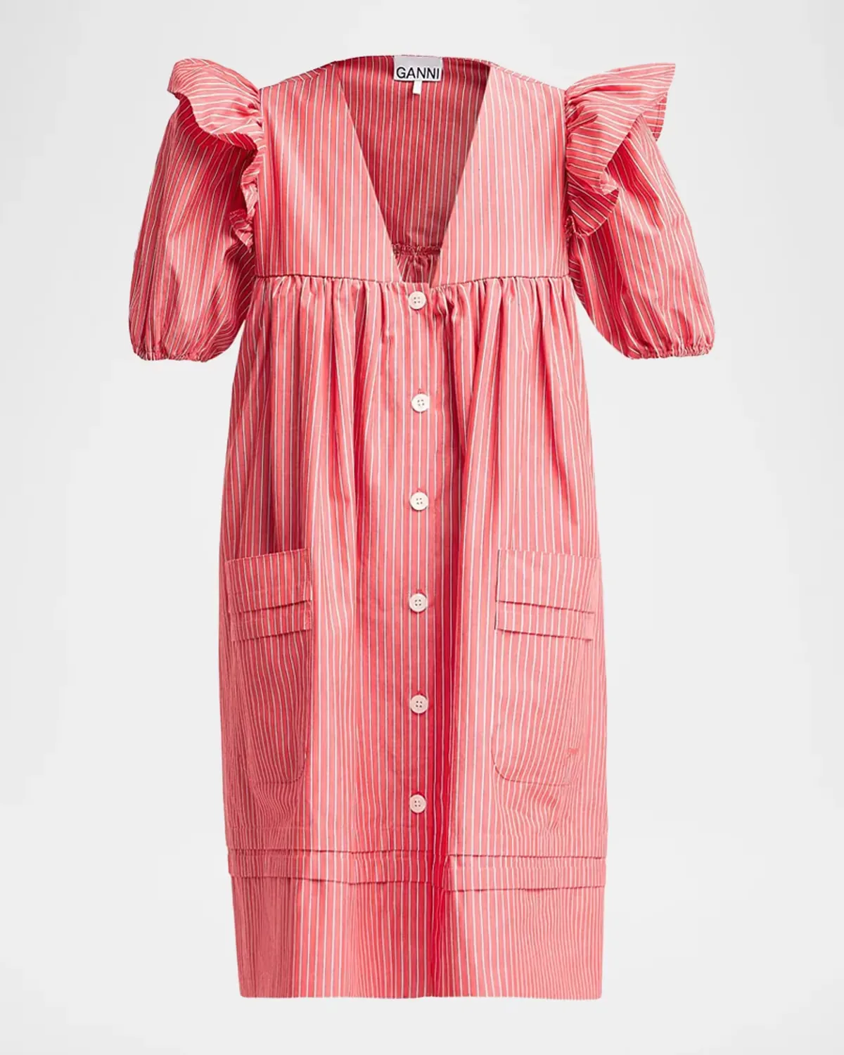 Oxford Stripe Angel Minidress by GANNI