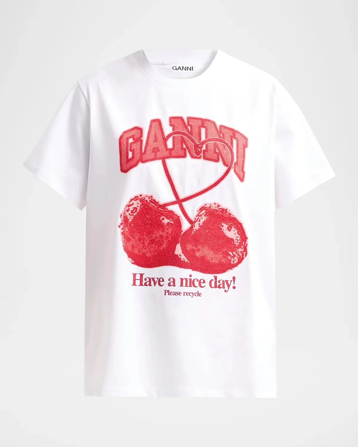 Cherry Cotton Crewneck T-Shirt by GANNI