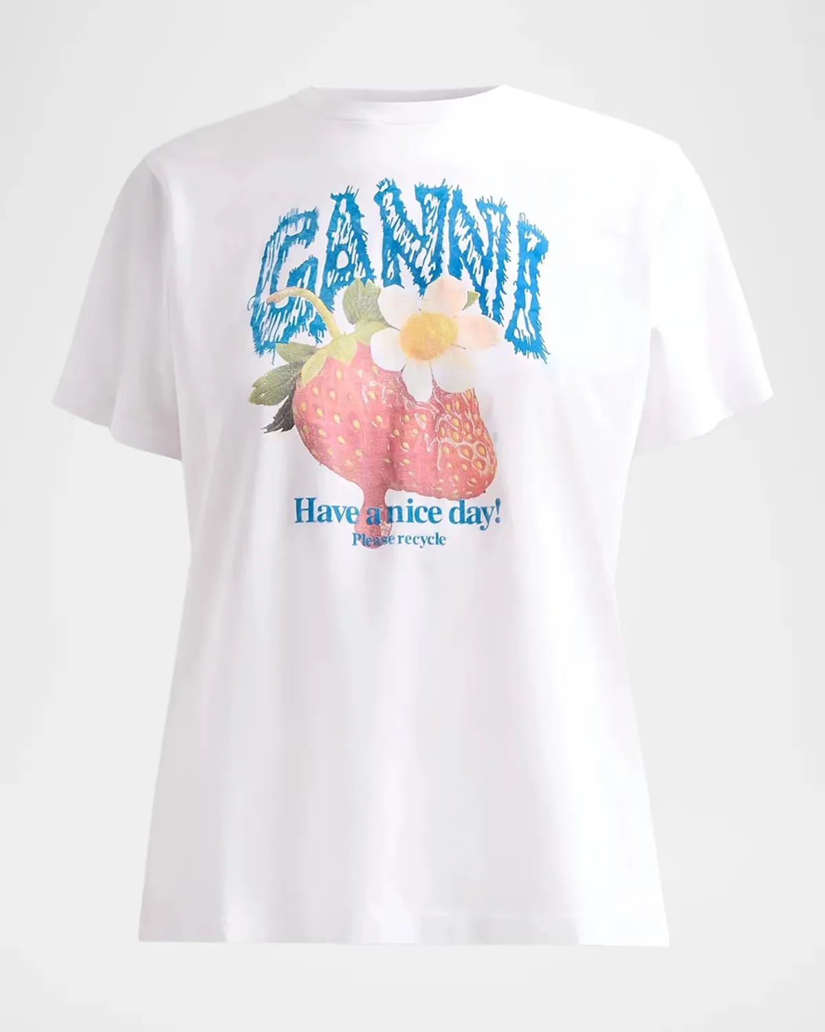 Strawberry Cotton Jersey Crewneck T-Shirt by GANNI