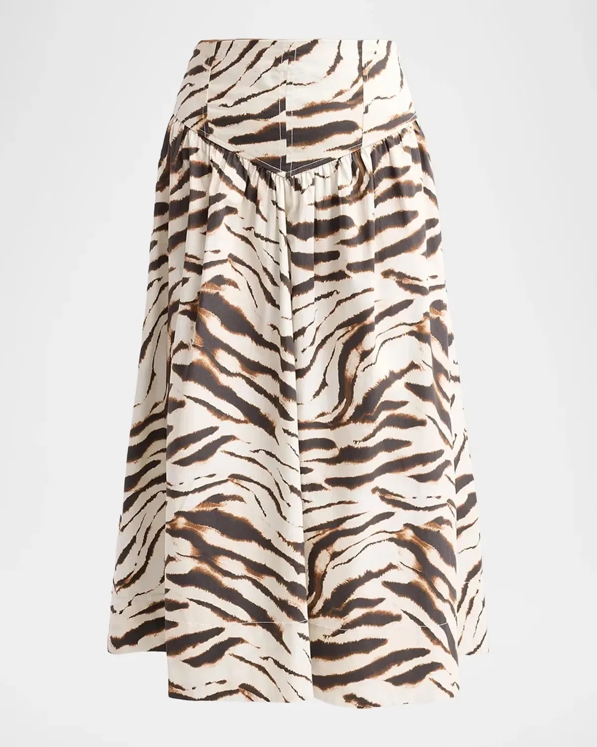 Zebra Print Stretch-Cotton Midi Skirt by GANNI
