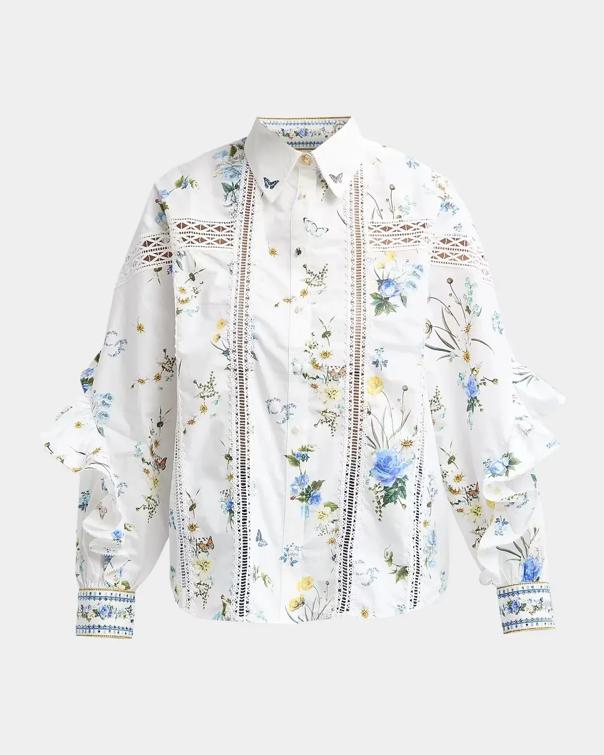 Floral Cotton Frill Shirt by Camilla