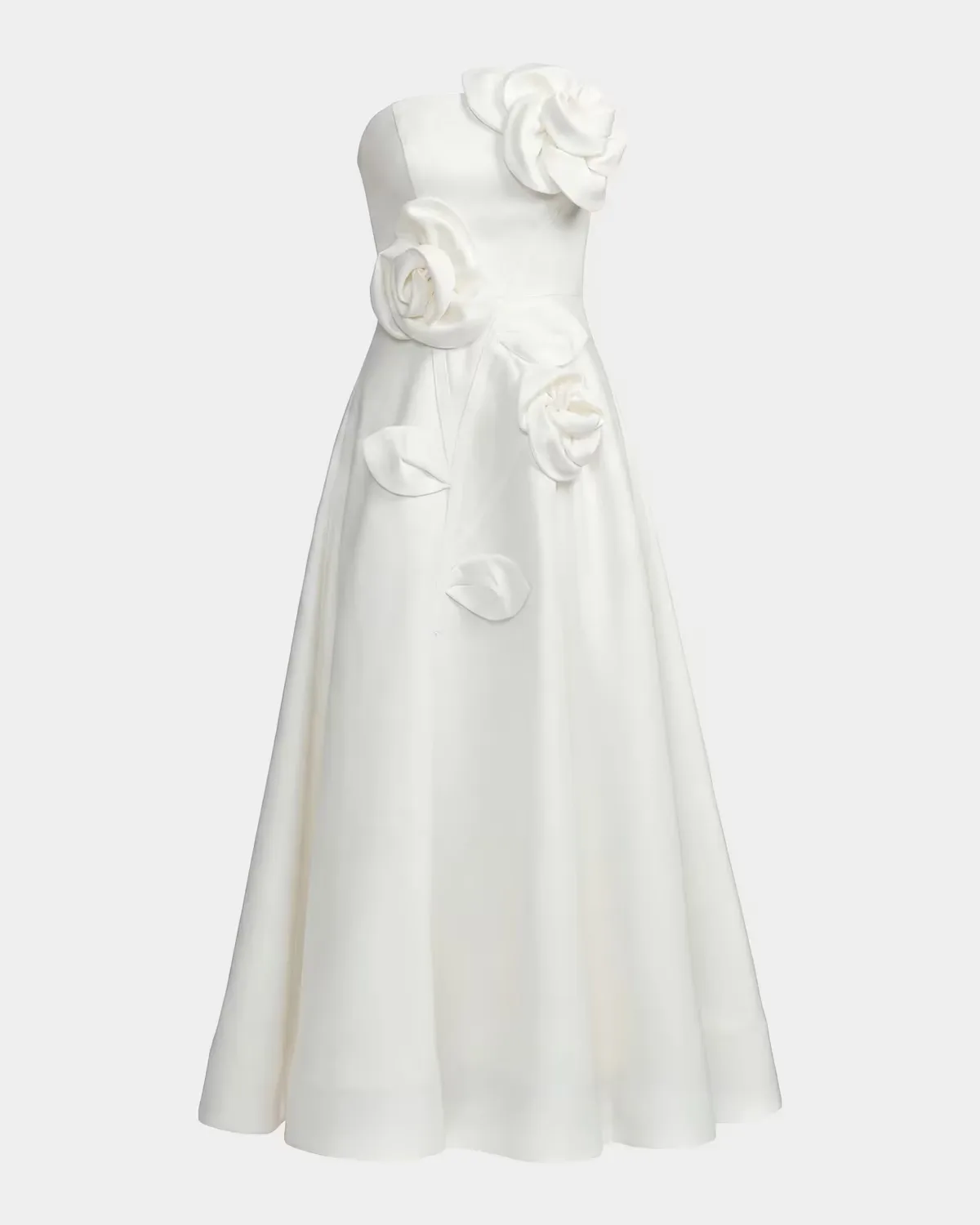 Floral Satin Strapless Midi Dress by M.A.C.