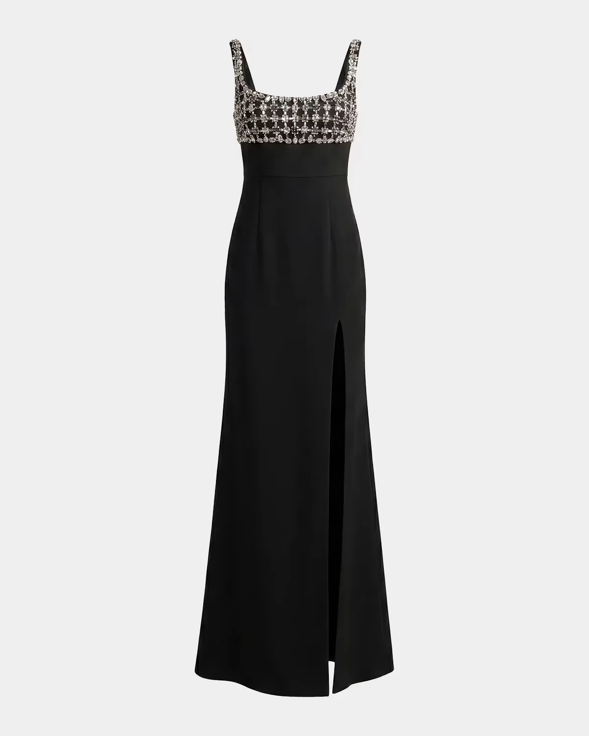 Beaded Crepe Sleeveless Gown