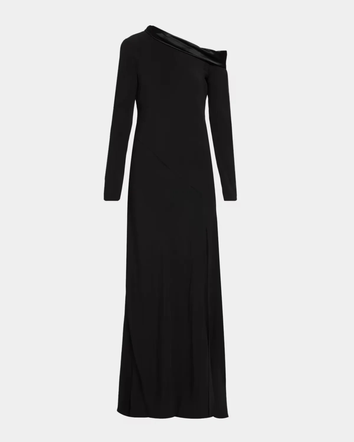 Draped Off-The-Shoulder Long-Sleeve Slit Maxi Dress by Alberta Ferretti