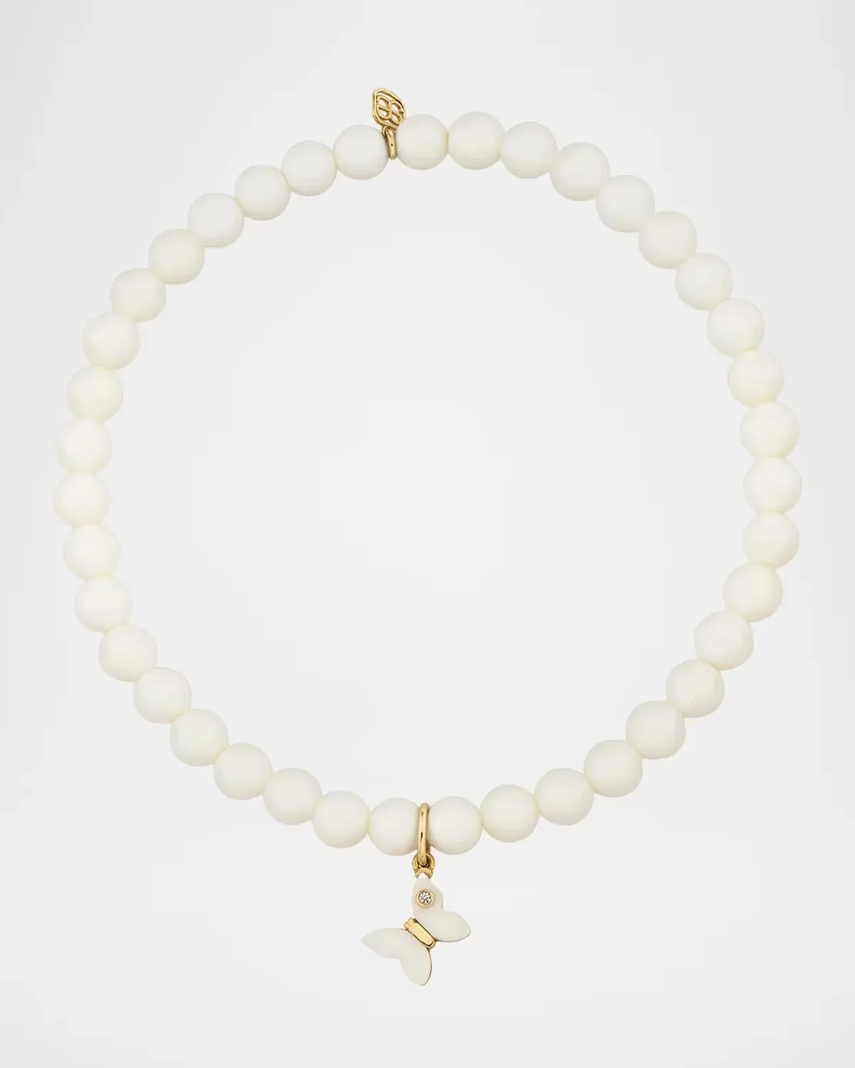 14K Carved Stone Butterfly Charm Bracelet by Sydney Evan