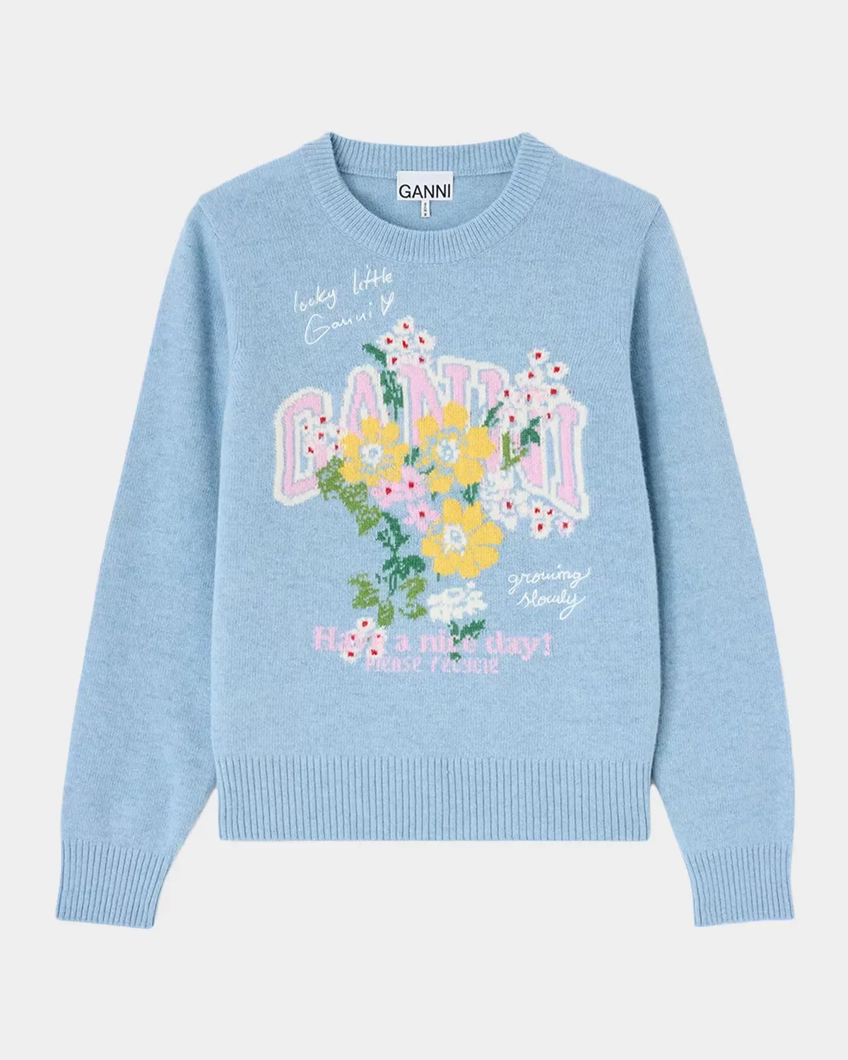 Floral Graphic Wool Sweater by GANNI