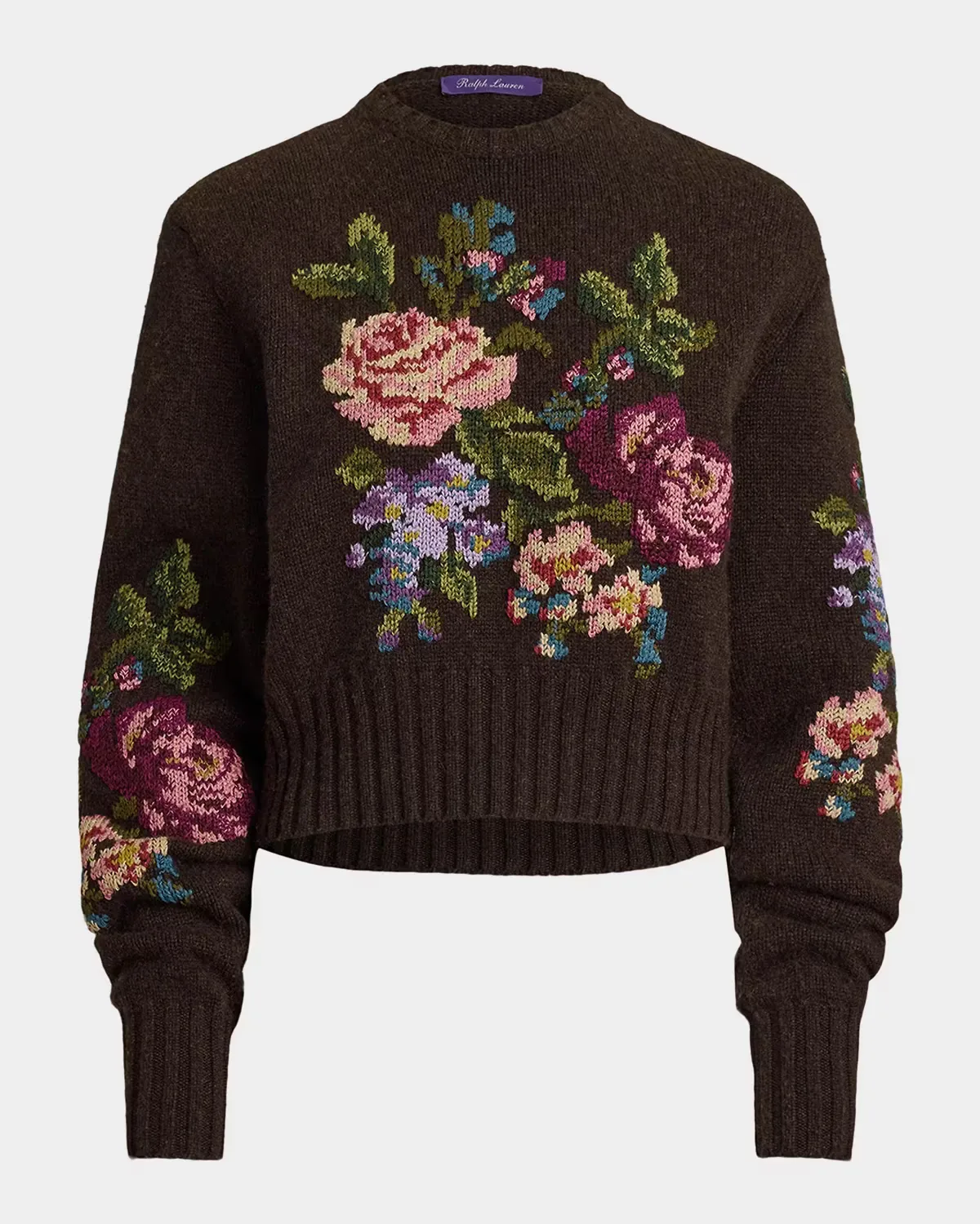 Floral Cashmere Crewneck Sweater by Ralph Lauren