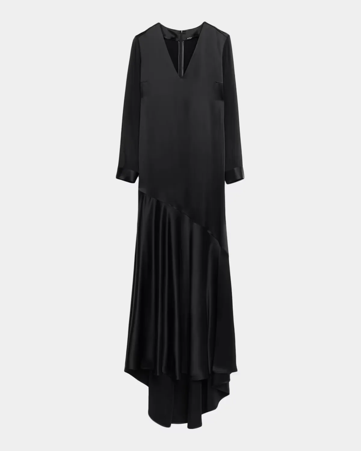 V-Neck Satin Long-Sleeve Belted Maxi Dress by Kiton