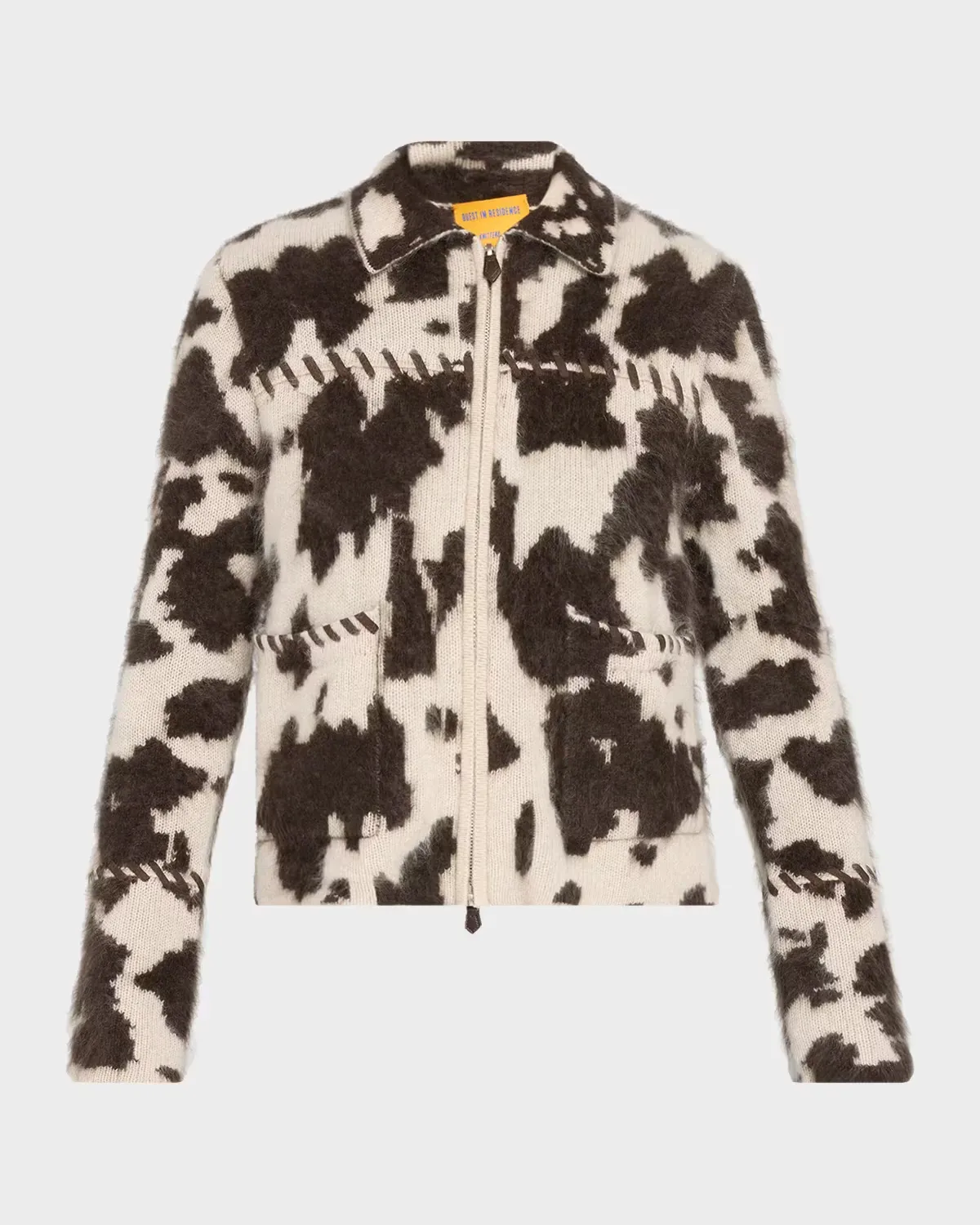 Grizzly Cowhide-Print Cashmere Jacket by Guest in Residence