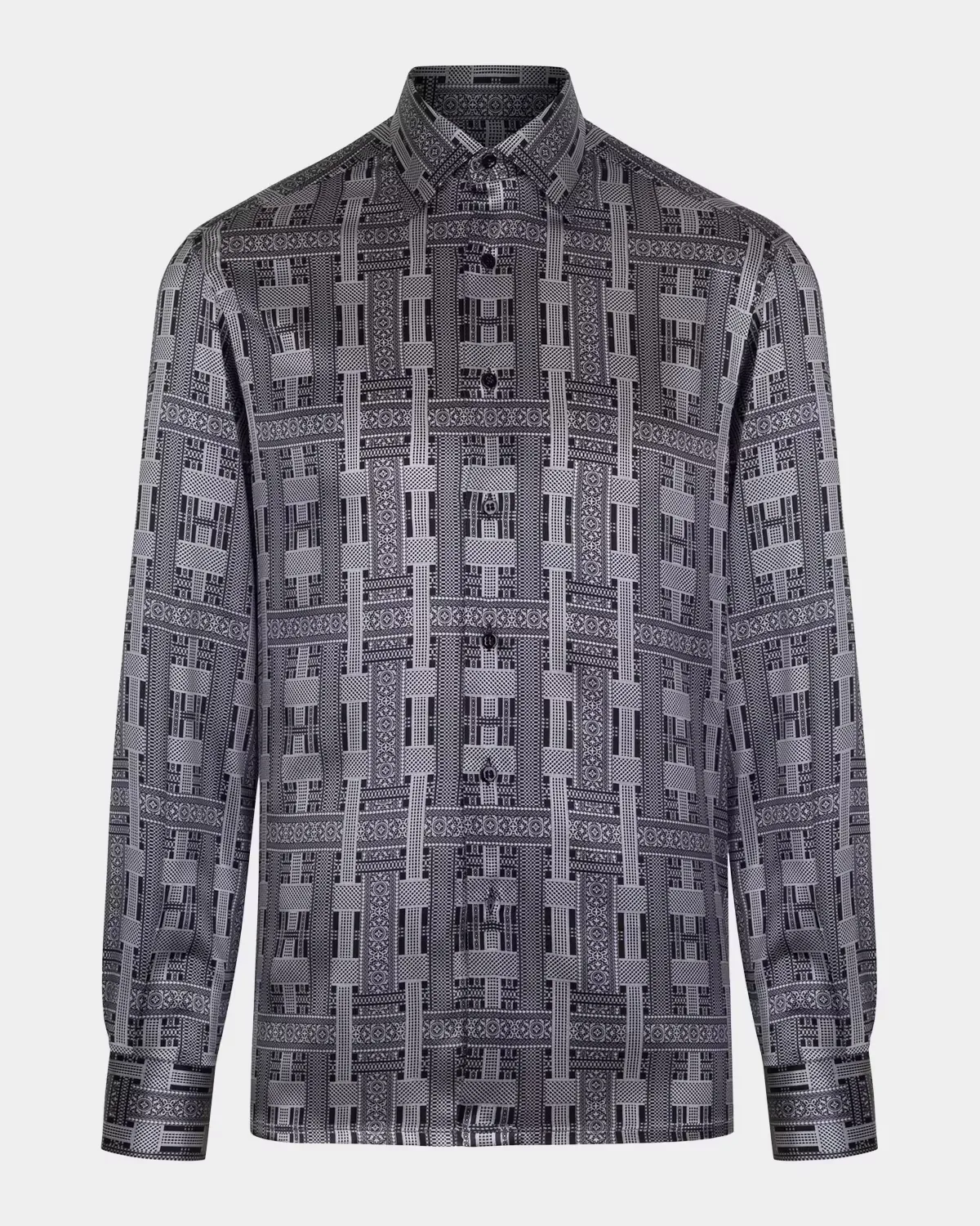 Silk Pillar Print Sports-Fit Dress Shirt by Stefano Ricci