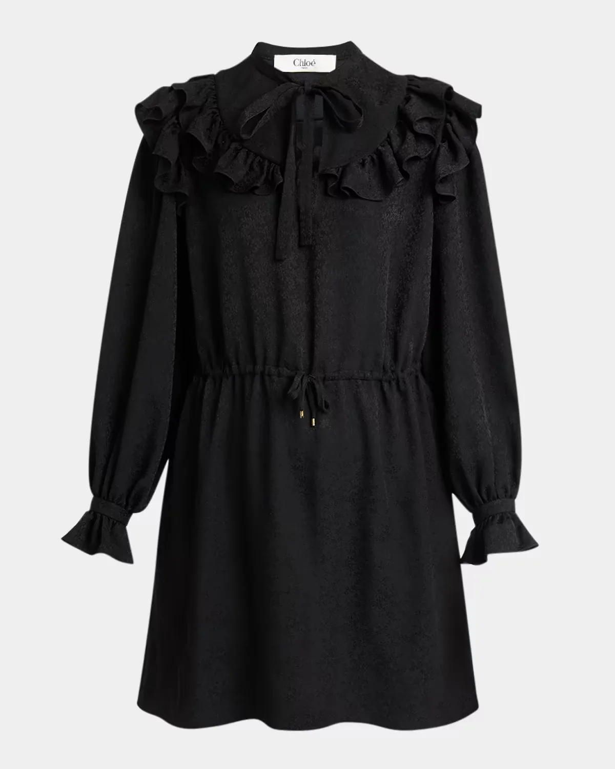 Ruffled Tieneck Silk Mini Dress by Chloé